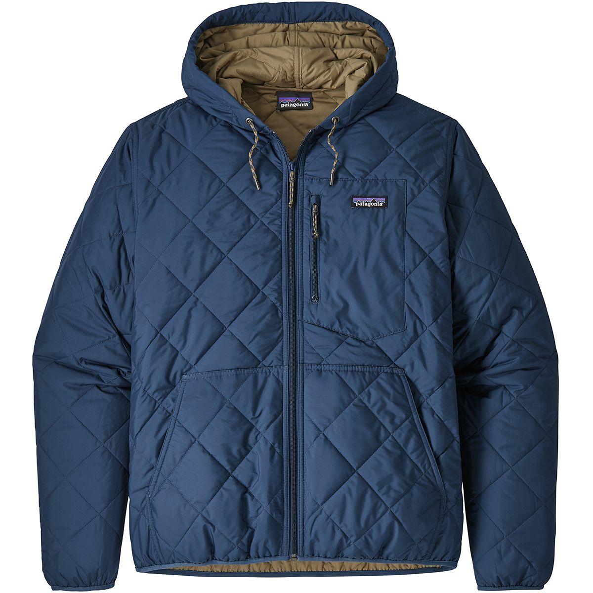 Patagonia Synthetic Diamond Quilted Bomber Hooded Jacket in Stone Blue ...