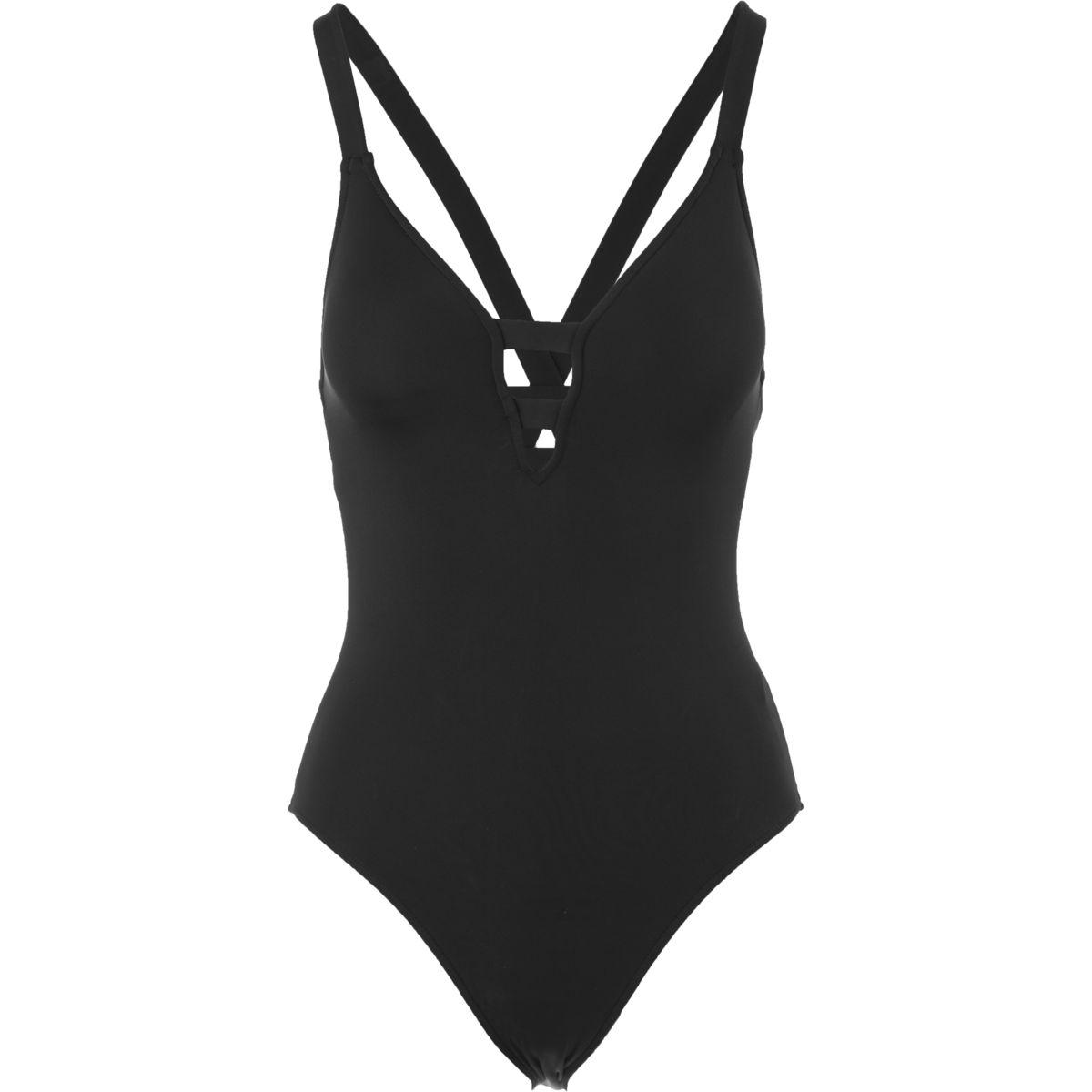 Seafolly Synthetic Active Deep V Maillot One-piece Swimsuit in Black - Lyst