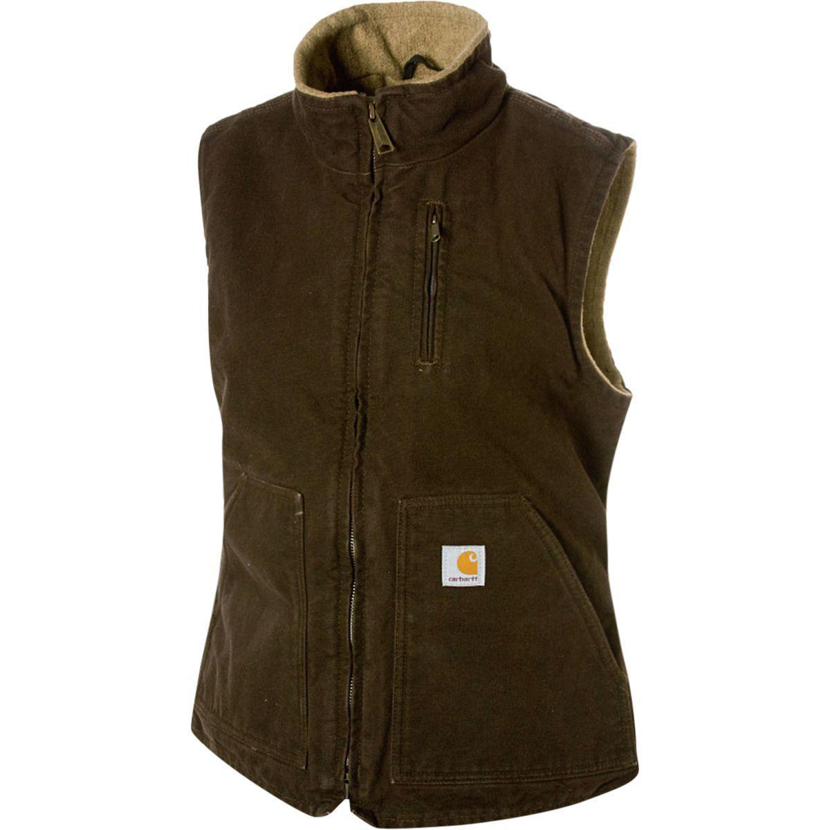 Download Carhartt Cotton Sandstone Mock-neck Vest in Dark Brown ...
