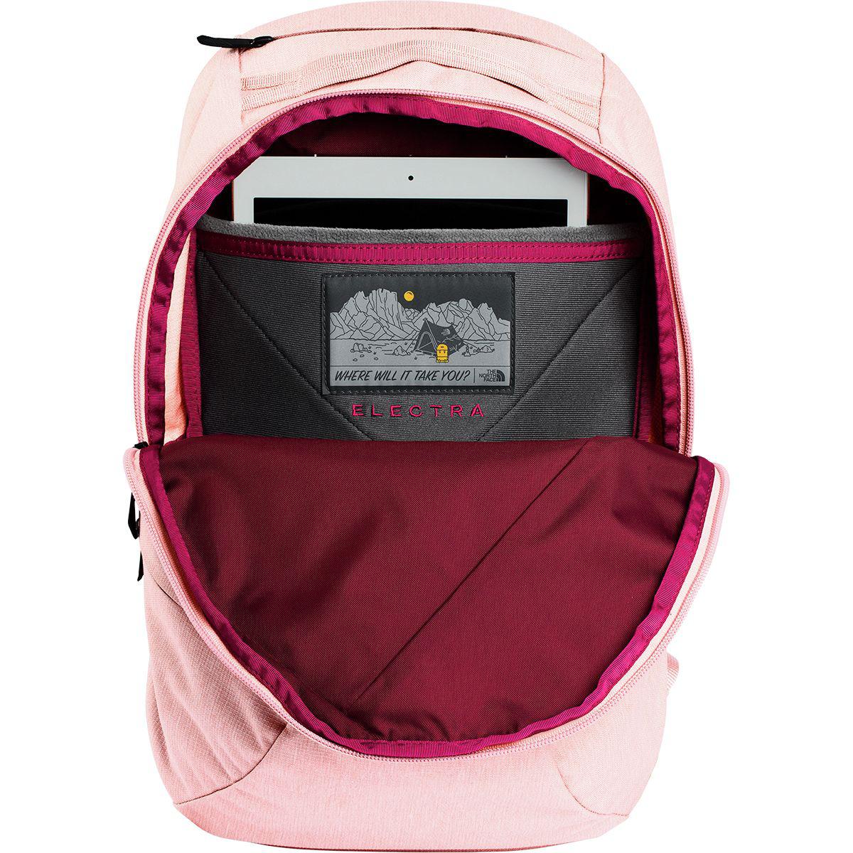 north face white and pink backpack