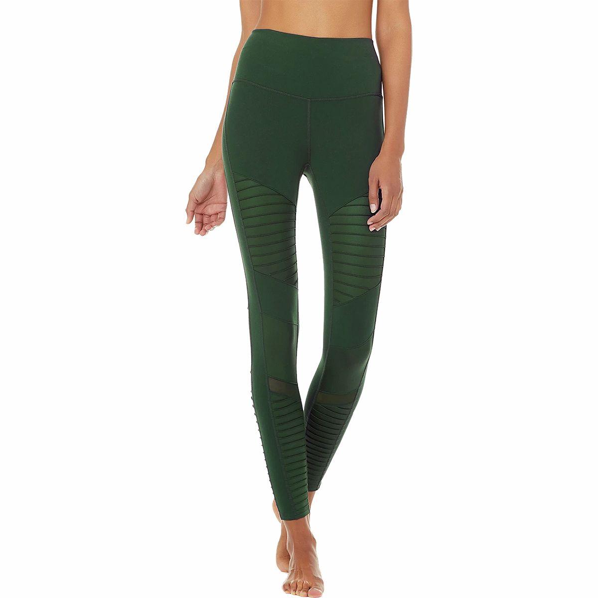 Alo Yoga Leather Highwaist Moto Legging in Green Lyst
