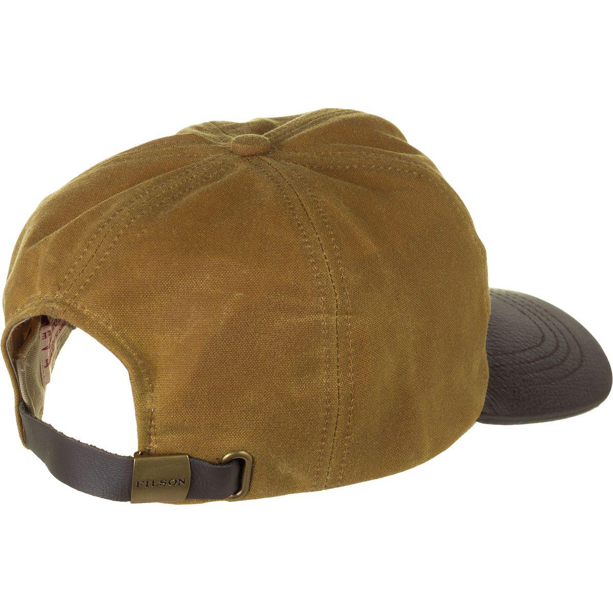 Filson Tin Cloth Leather Cap in Dark 