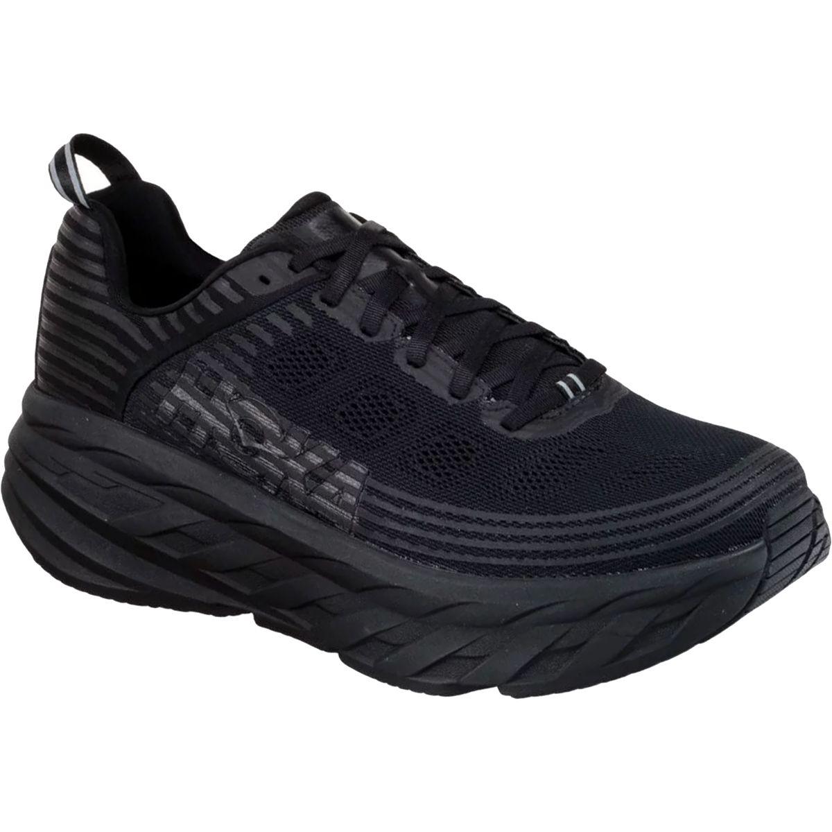 Hoka One One Lace Bondi 6 Wide Running Trainers in Black/Black (Black ...