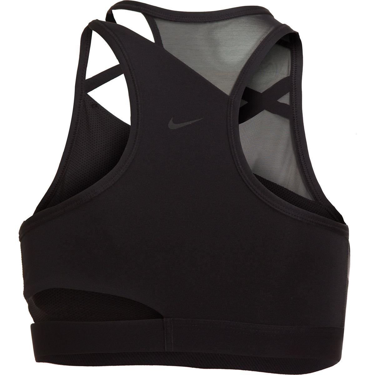 Nike Synthetic Swoosh Rebel Slash Sports Bra in Black/Black (Black) - Lyst
