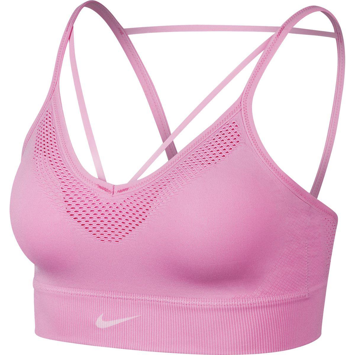 Nike Synthetic Seamless Dri-fit Sports Bra in Pink/White (Pink) - Save ...