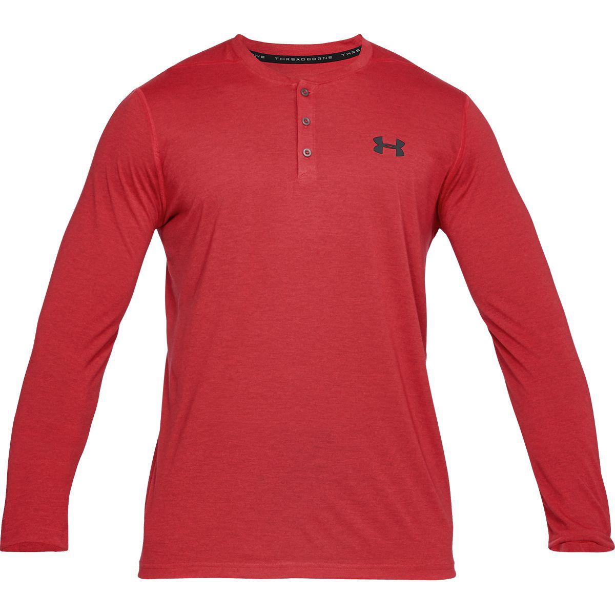 Under Armour Synthetic Threadborne Longsleeve Henley Shirt in Red/Graphite (Red) for Men Lyst