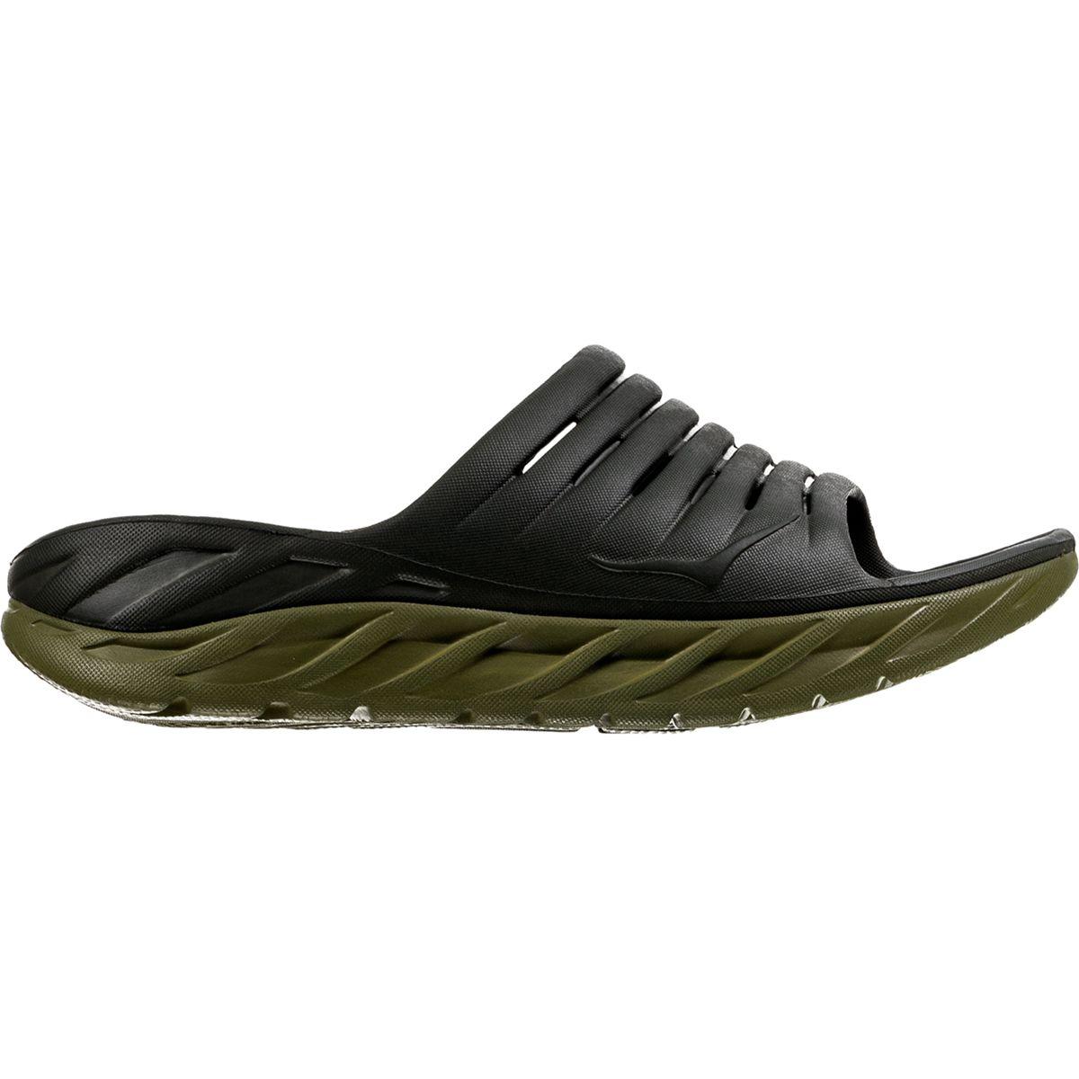 hoka one one black ora recovery slides