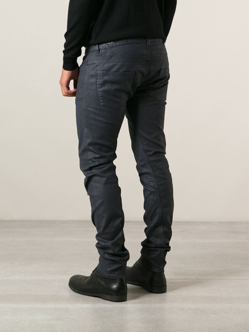 DIESEL Waxed Finish Skinny Jeans in Blue for Men | Lyst