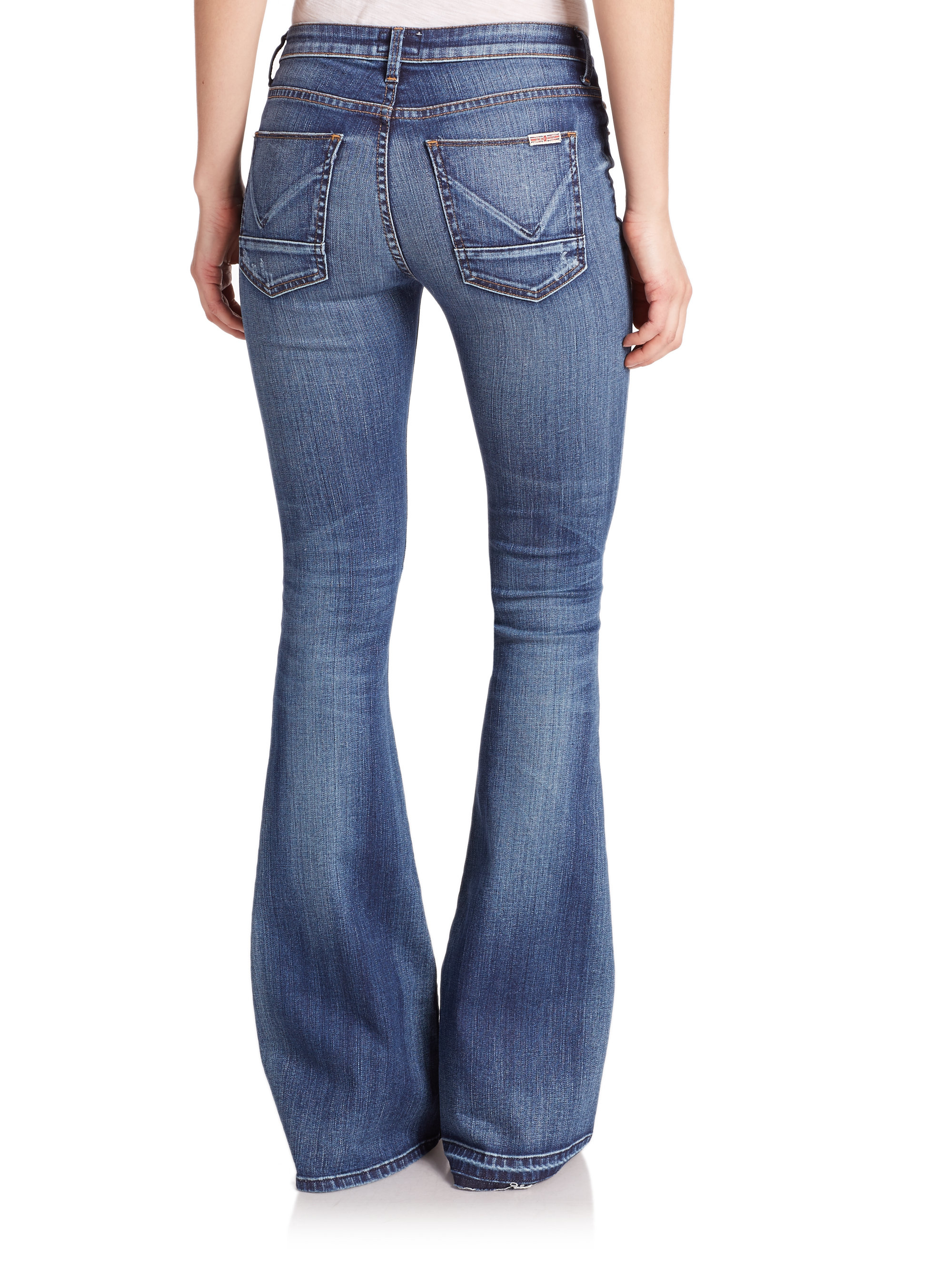 Hudson Jeans Distressed Mid-Rise Flared Jeans in Blue - Lyst