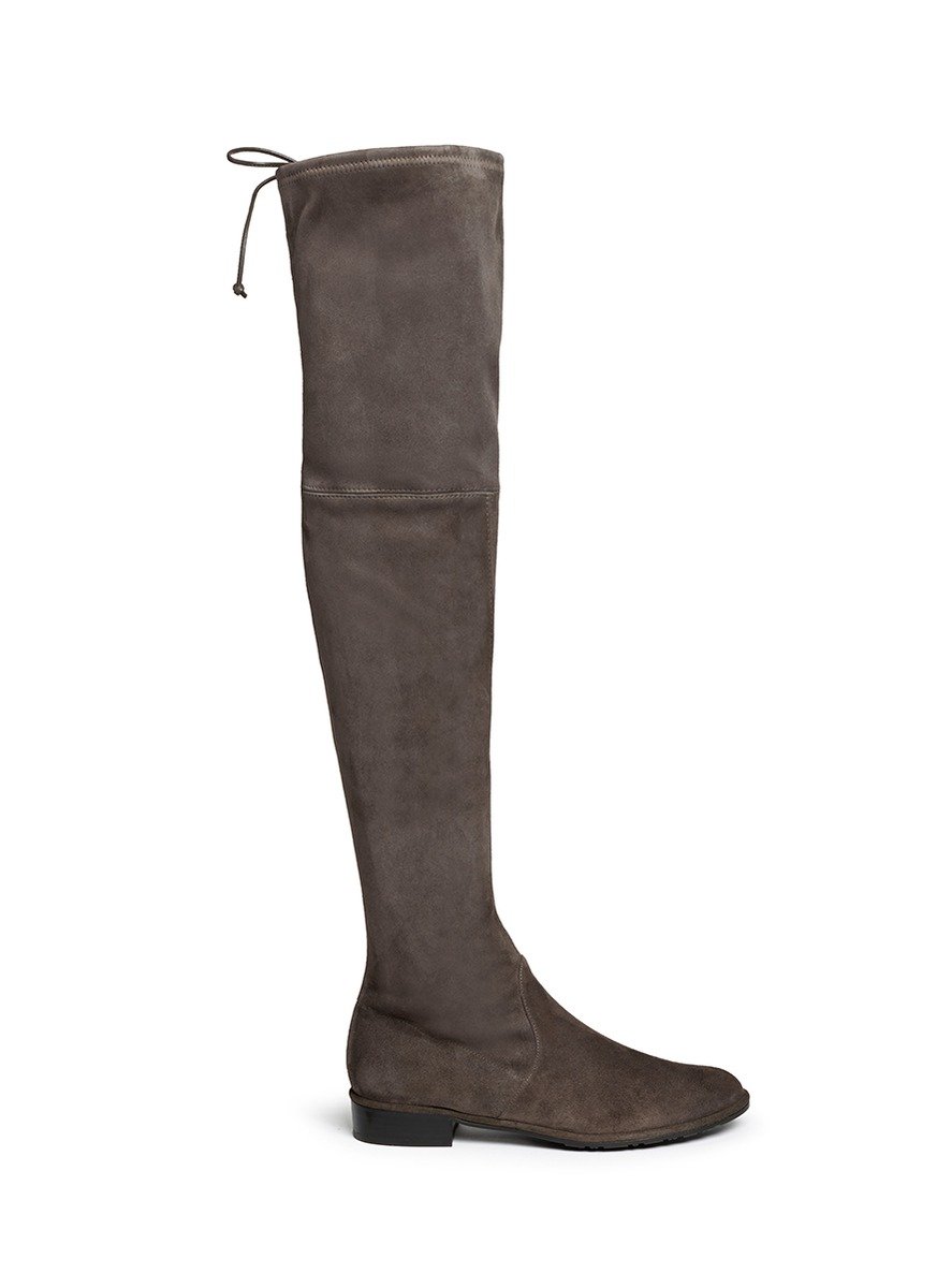 Stuart Weitzman 'lowland' Suede Thigh High Boots in Gray | Lyst