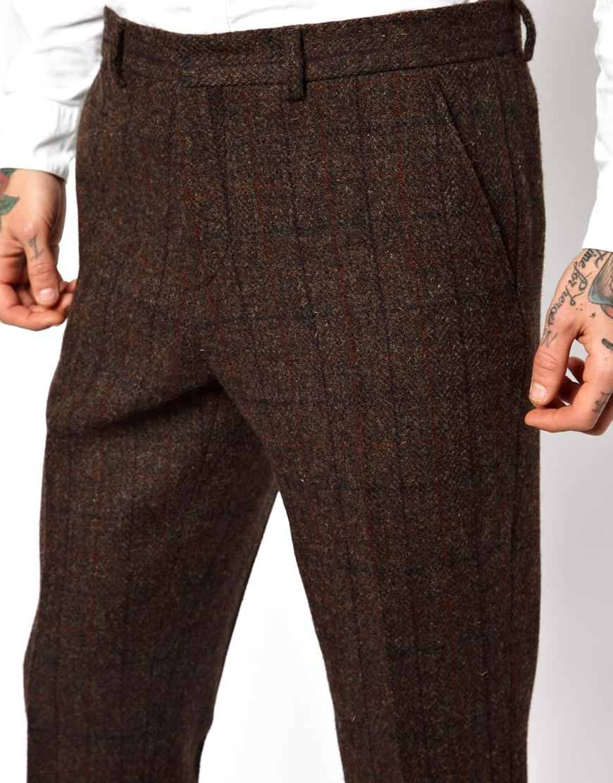 Tweed Men Adjustable Pants Herringbone Suits Trouser Vintage Wool Business 28-44