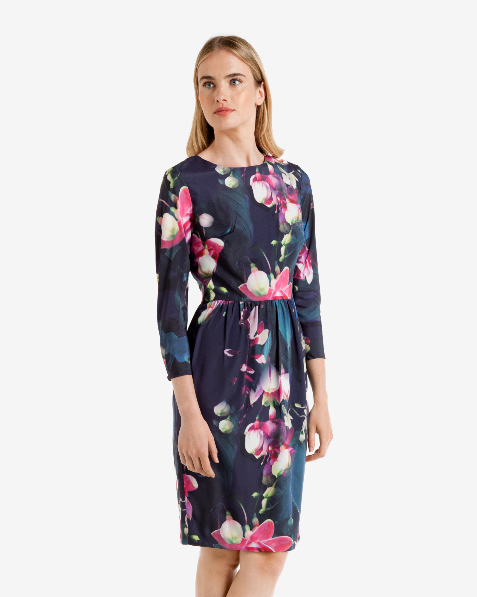 Ted Baker Ilisa Fuchsia Floral Printed Dress in Blue | Lyst