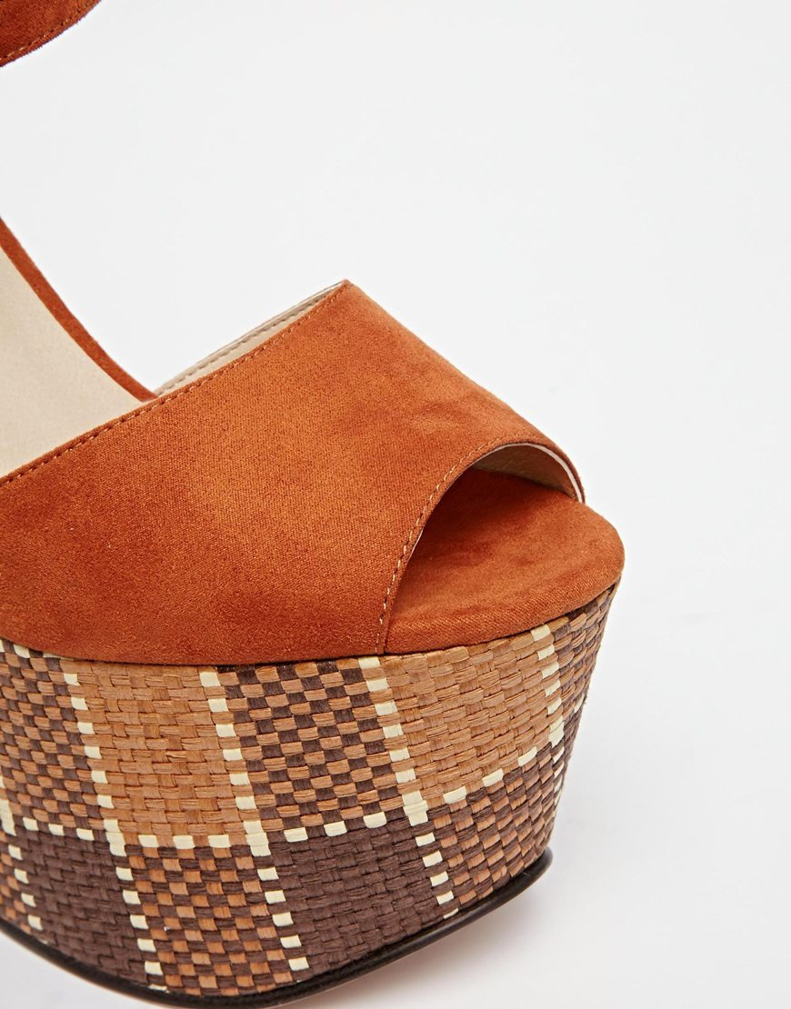 ASOS High Time 70s Wedges in Brown Lyst