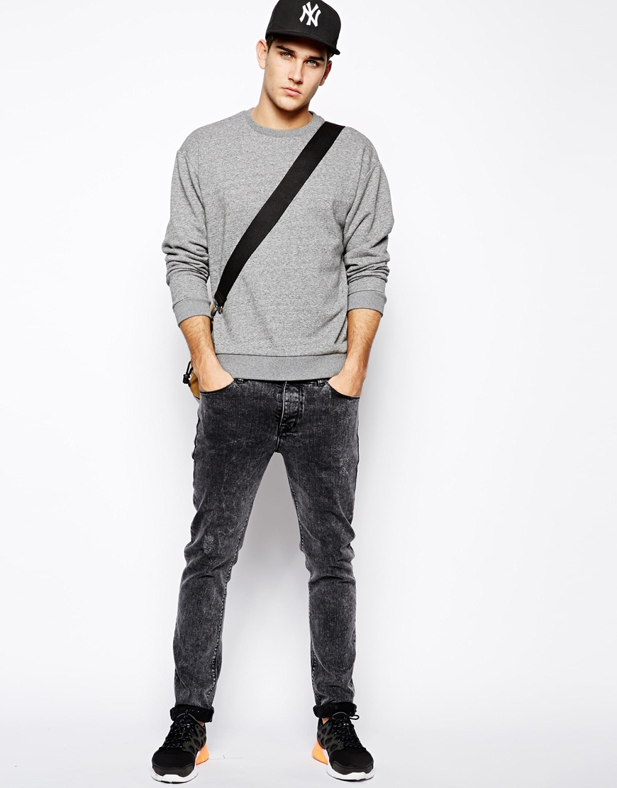 Asos Oversized Sweatshirt in Textured Fabric in Gray for Men | Lyst