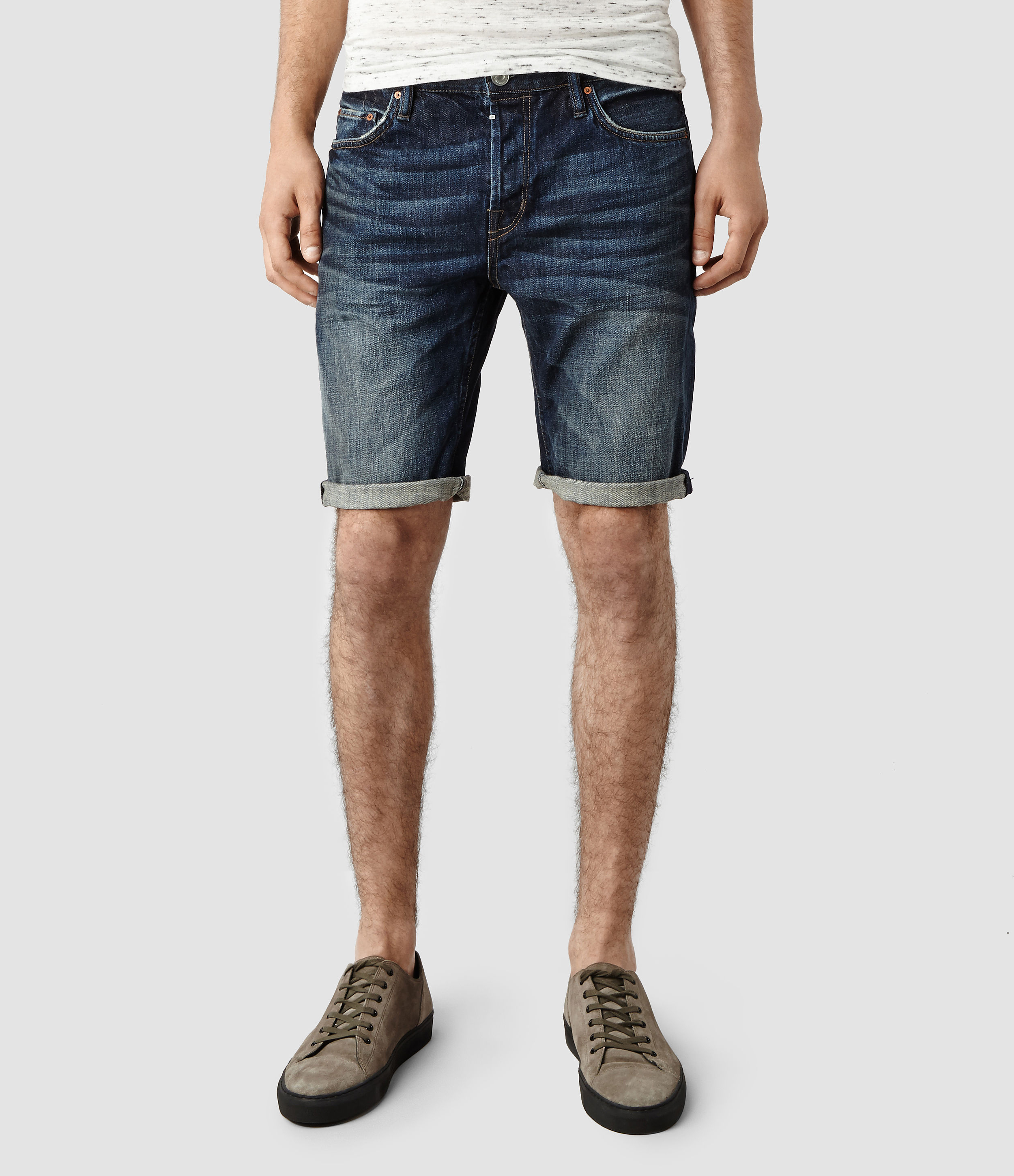 AllSaints Stamp Switch Denim Shorts in 