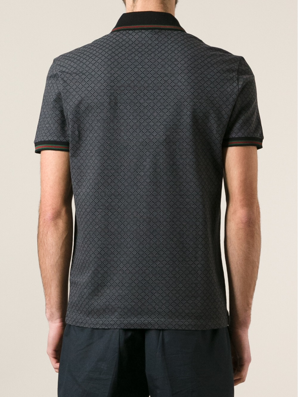 Gucci Diamond Pattern Polo Shirt in Gray for Men | Lyst