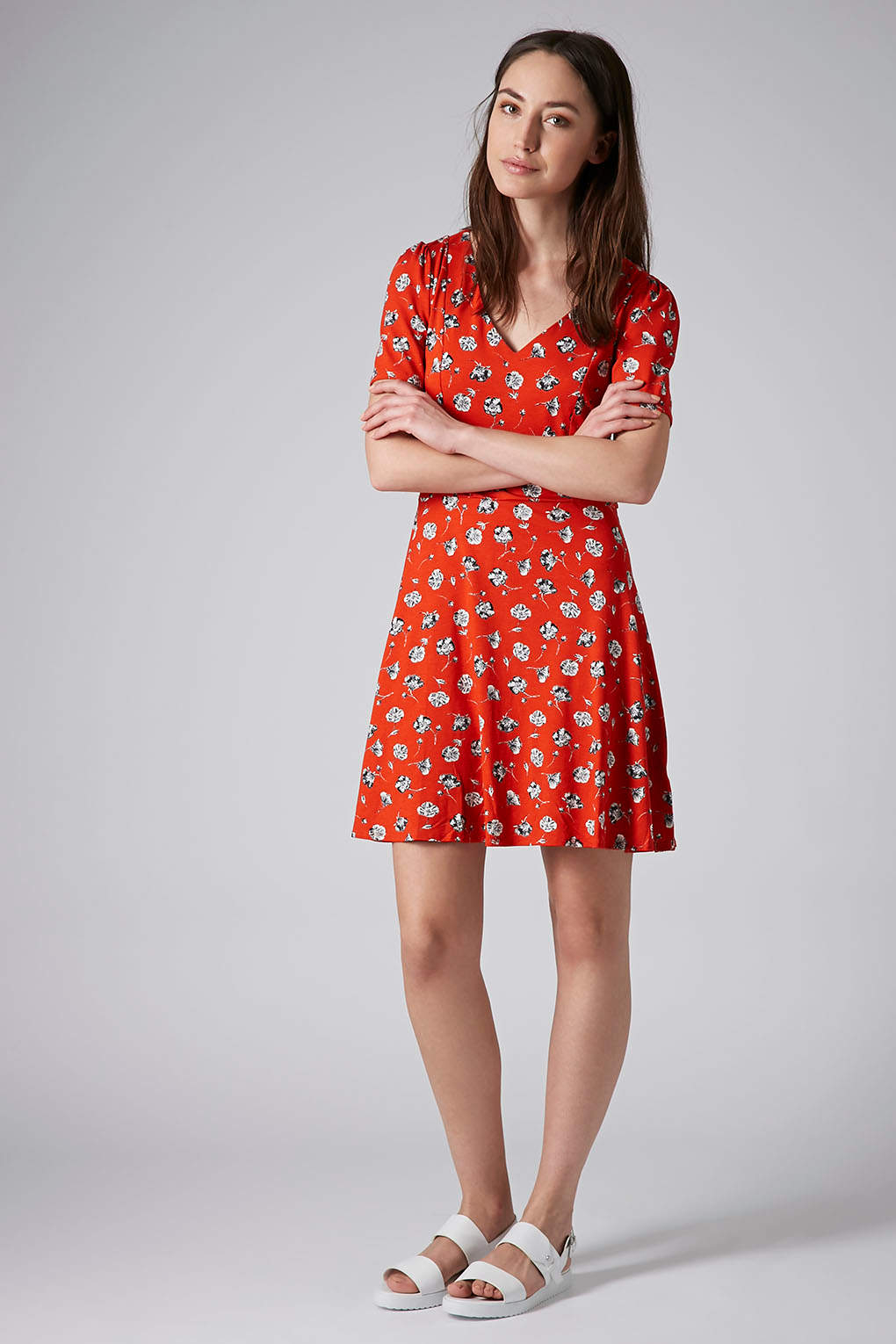 Lyst - Topshop Tall Pansy Floral Dress in Red