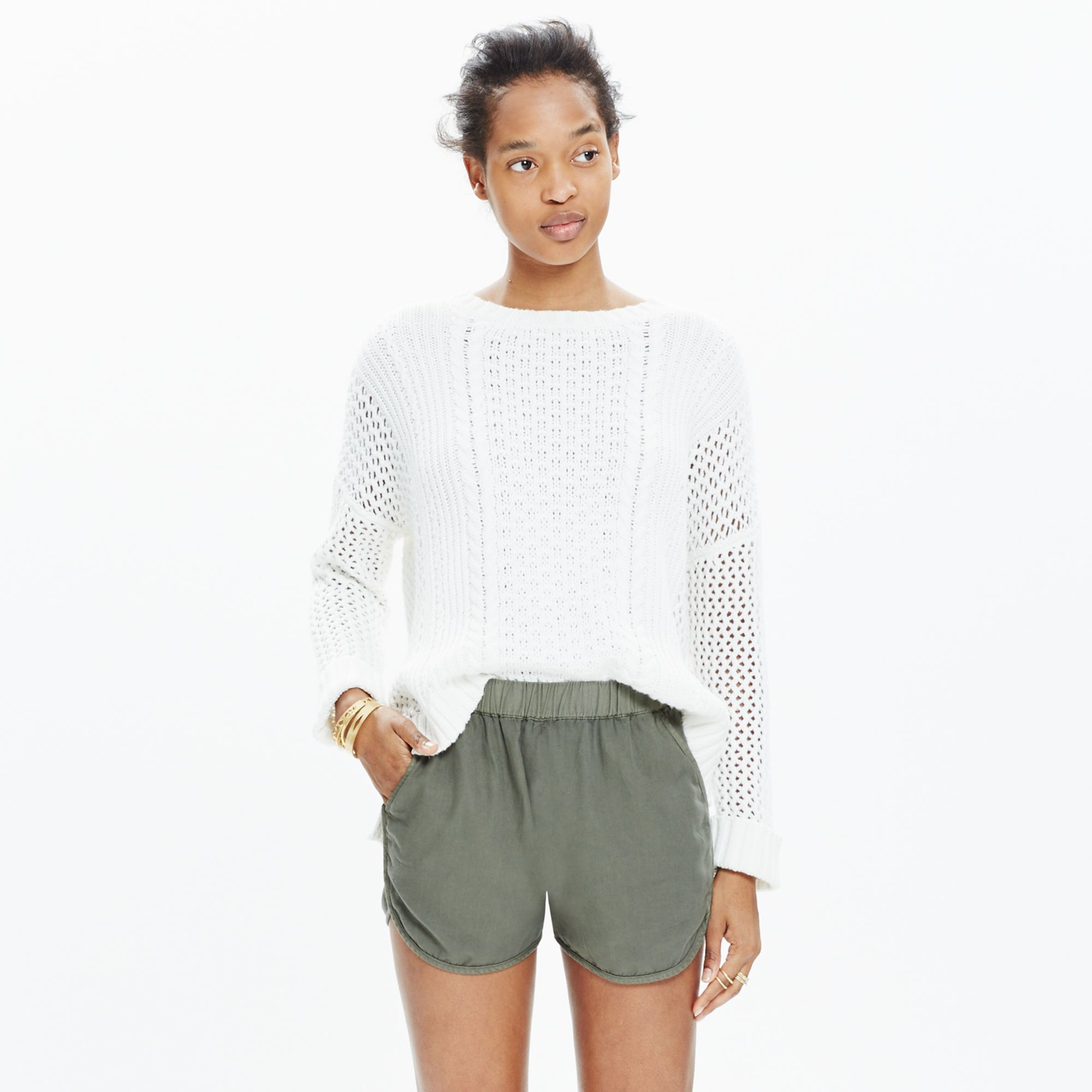 Madewell Linen Pull-on Shorts in Gray 