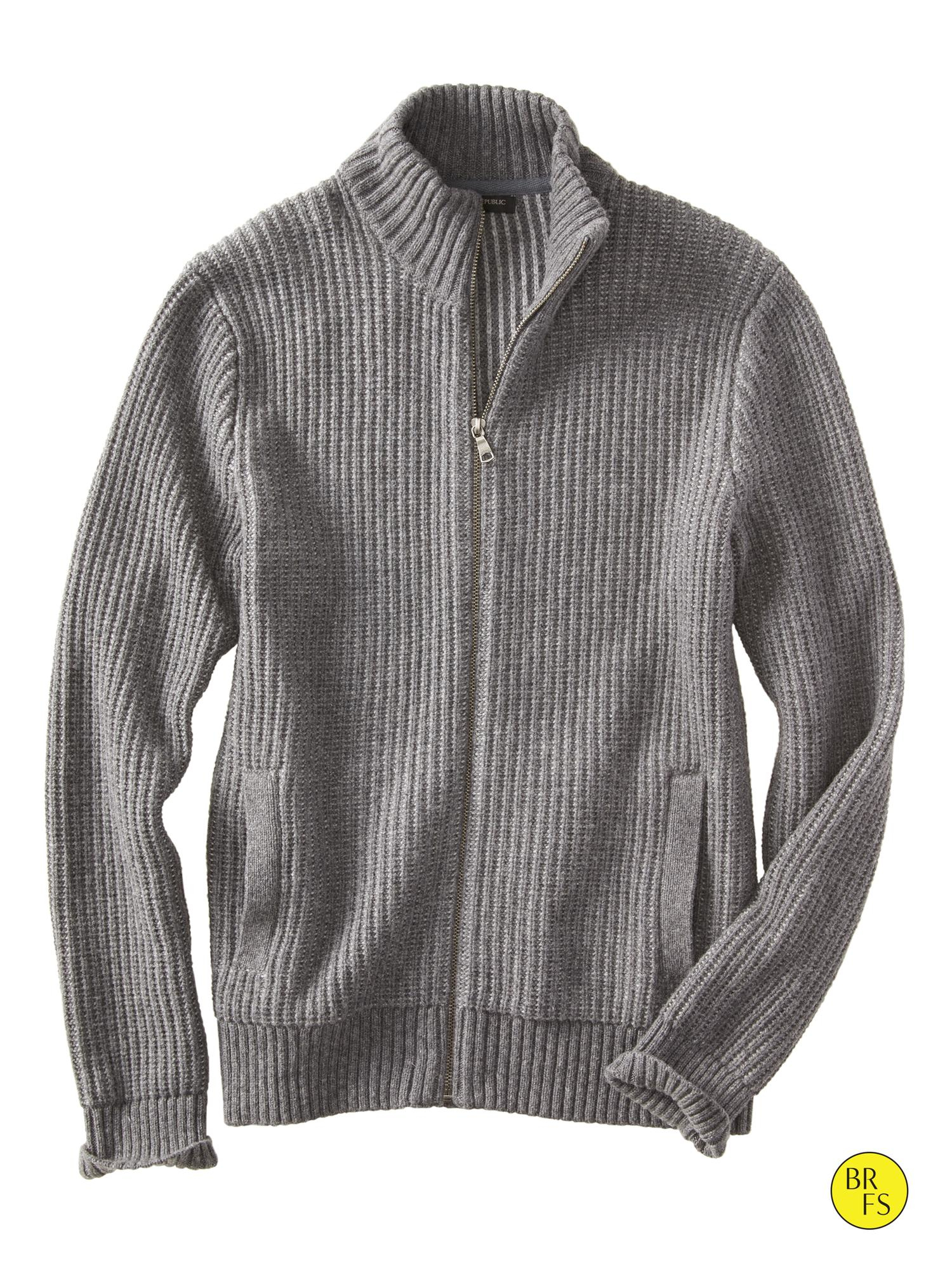 Banana republic Factory WaffleKnit Jacket in Gray for Men (Heather