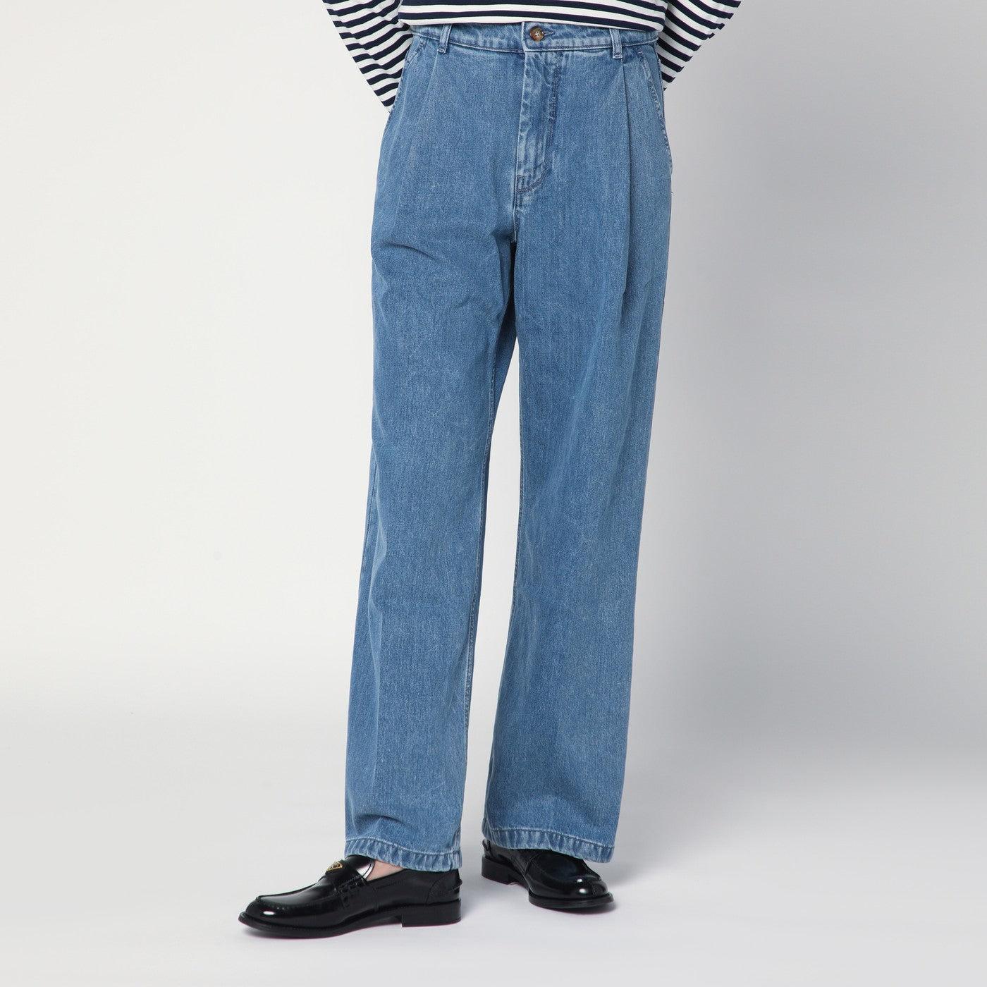 【関税&送料込】Maison Kitsune Wide Pleated Blue Jeans Maison Kitsuné Jeans for Women | Online Sale up to 75% off