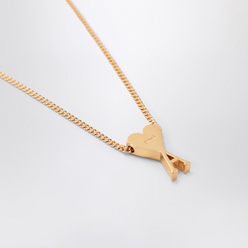 ★正品★【AMI】Heart Logo chain Necklace ★人気★男女共用★ AMI Paris Men's Heart Chain Necklace in Gold AMI