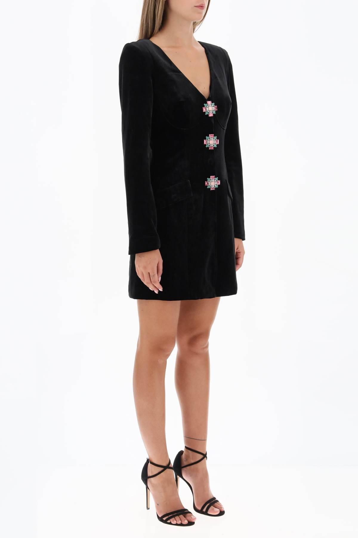 Self-Portrait Self Portrait Velvet Mini Dress With Diamanté Brooches in  Black | Lyst
