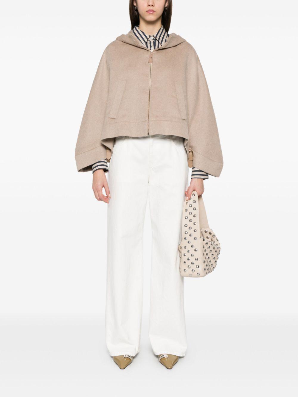 VIP【送料関税込】MAX MARA WOOL HOODED CAPE Max Mara Wool Hooded Cape in Natural | Lyst