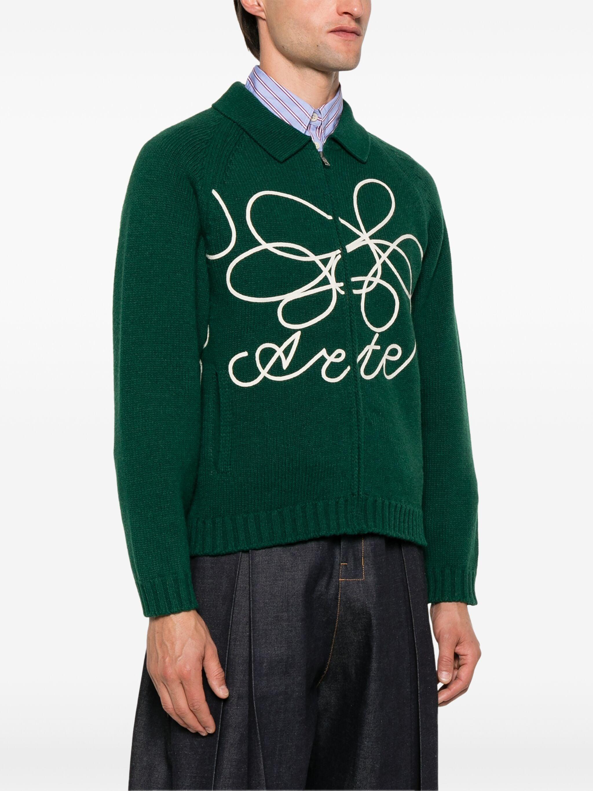 Arte' Wool Blend Logo Cardigan in Green for Men | Lyst
