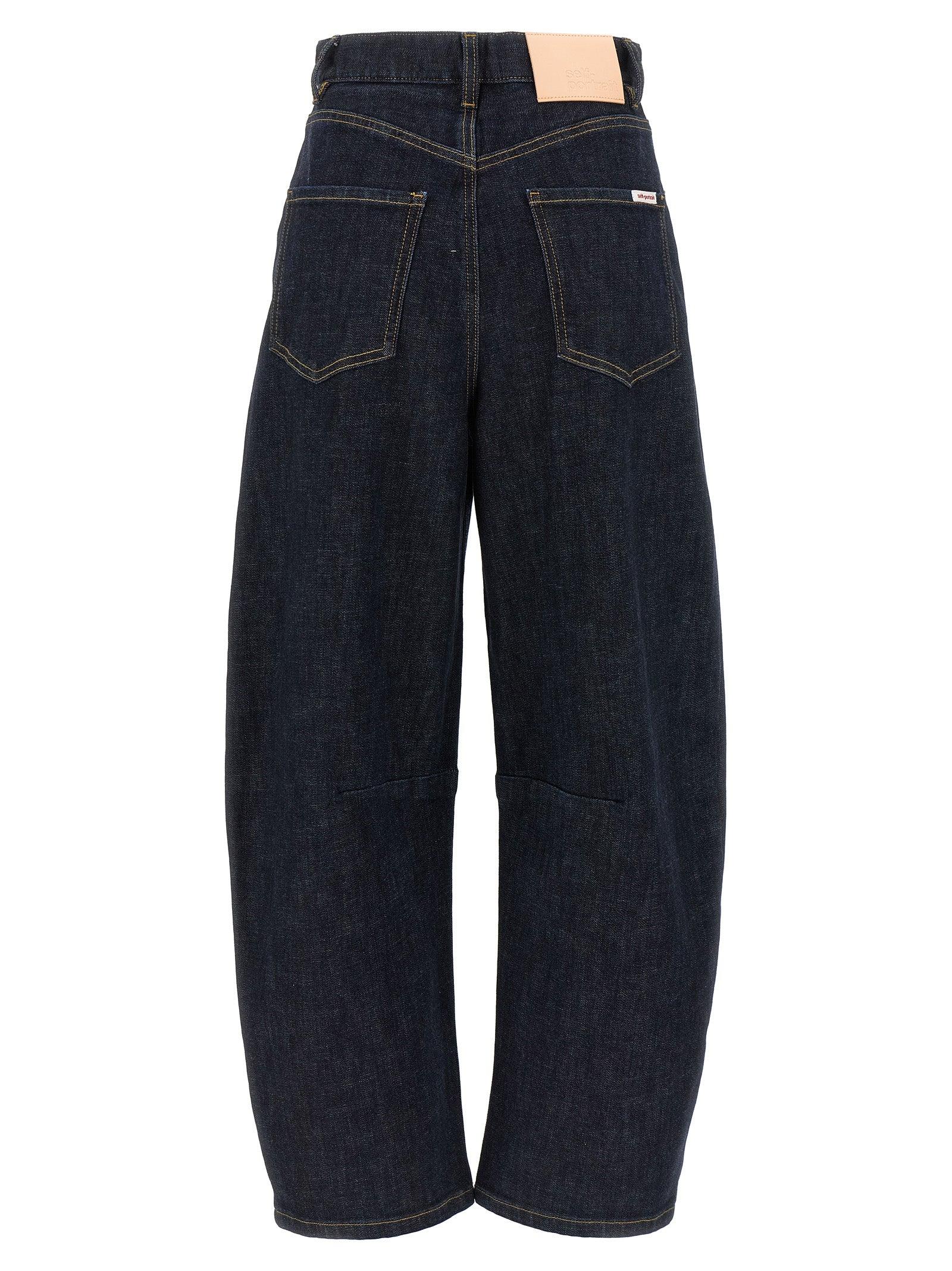 Self-Portrait Indigo Barrel Leg Jeans Blue | Lyst Canada