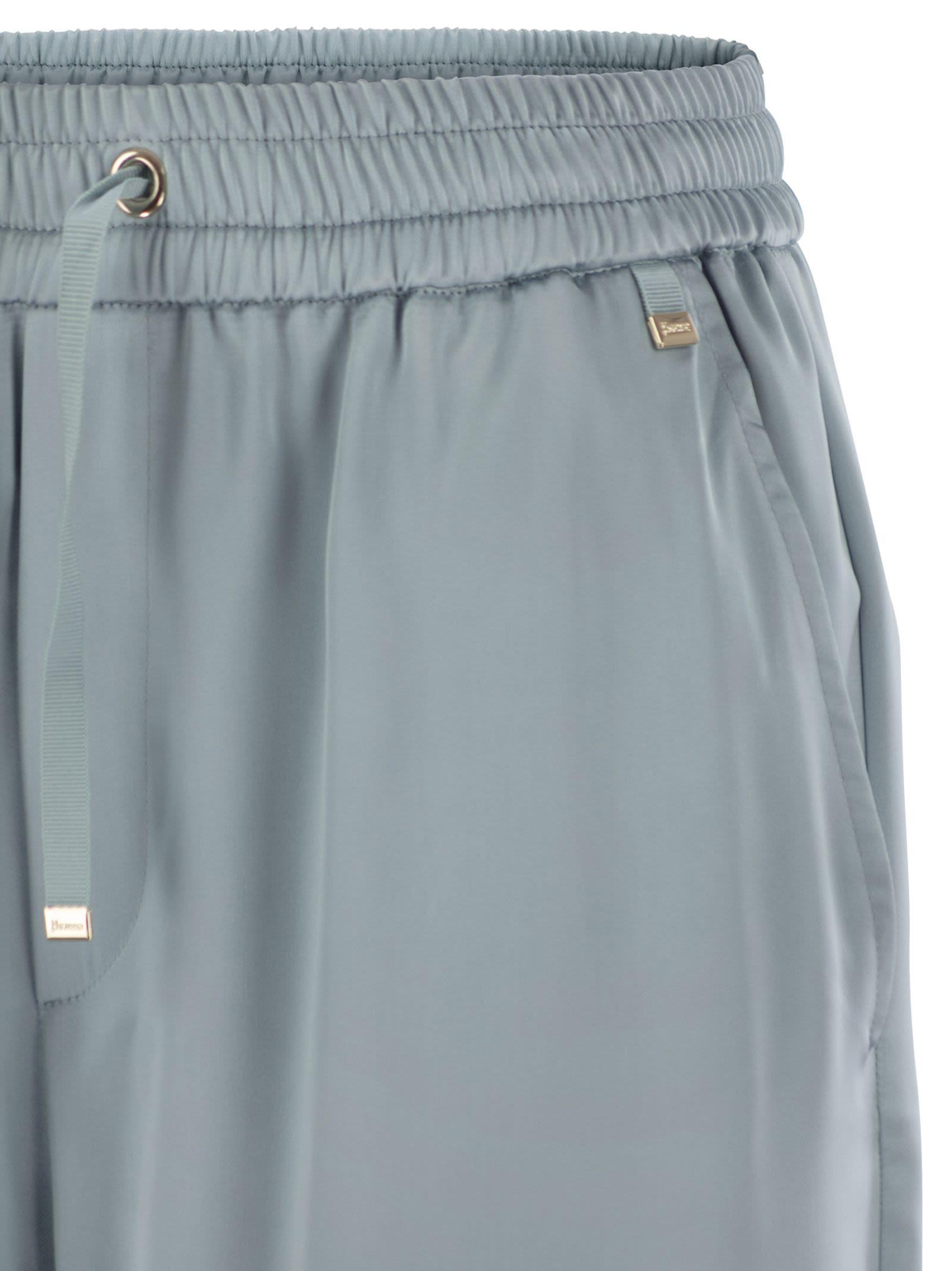 パンツ HERNO Satin trousers with elasticated waistband TROUSERS IN CASUAL SATIN in Black for Women | Herno®
