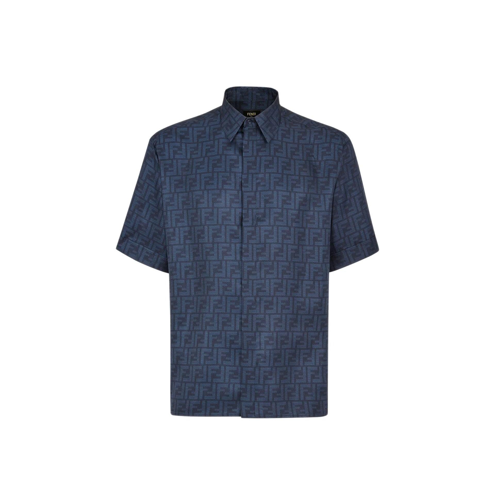 Fendi Ff Monogram Silk Shirt in Blue for Men | Lyst