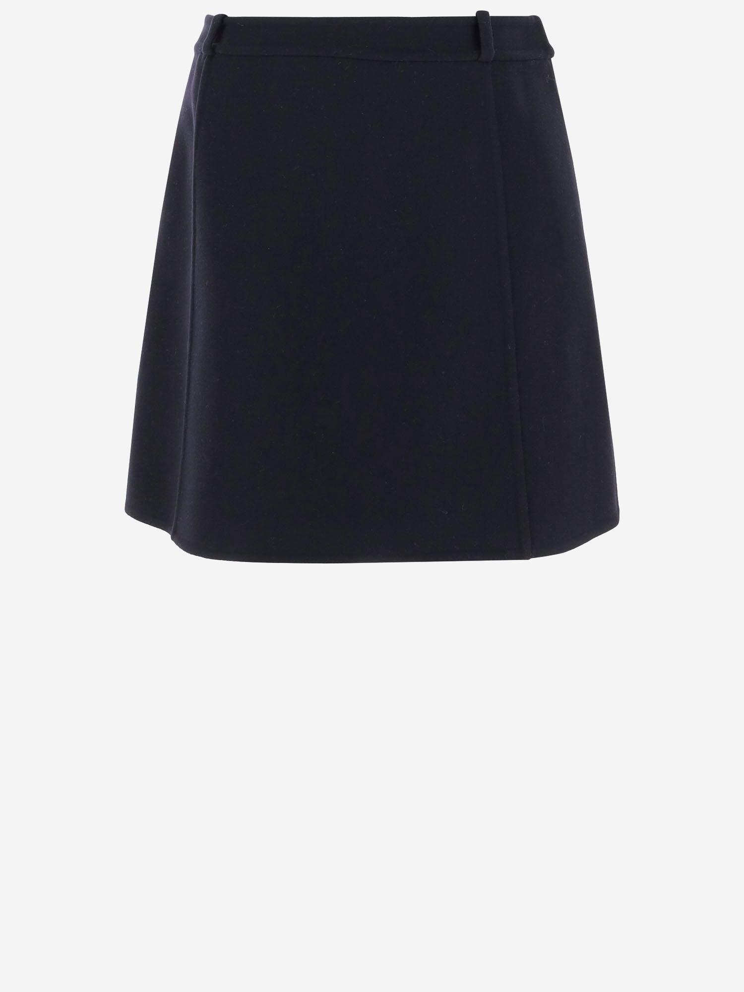 スカート Jil Sander Black Viscose Flared Midi Skirt jil-sander-Blue-Wool-Skirt.jpeg