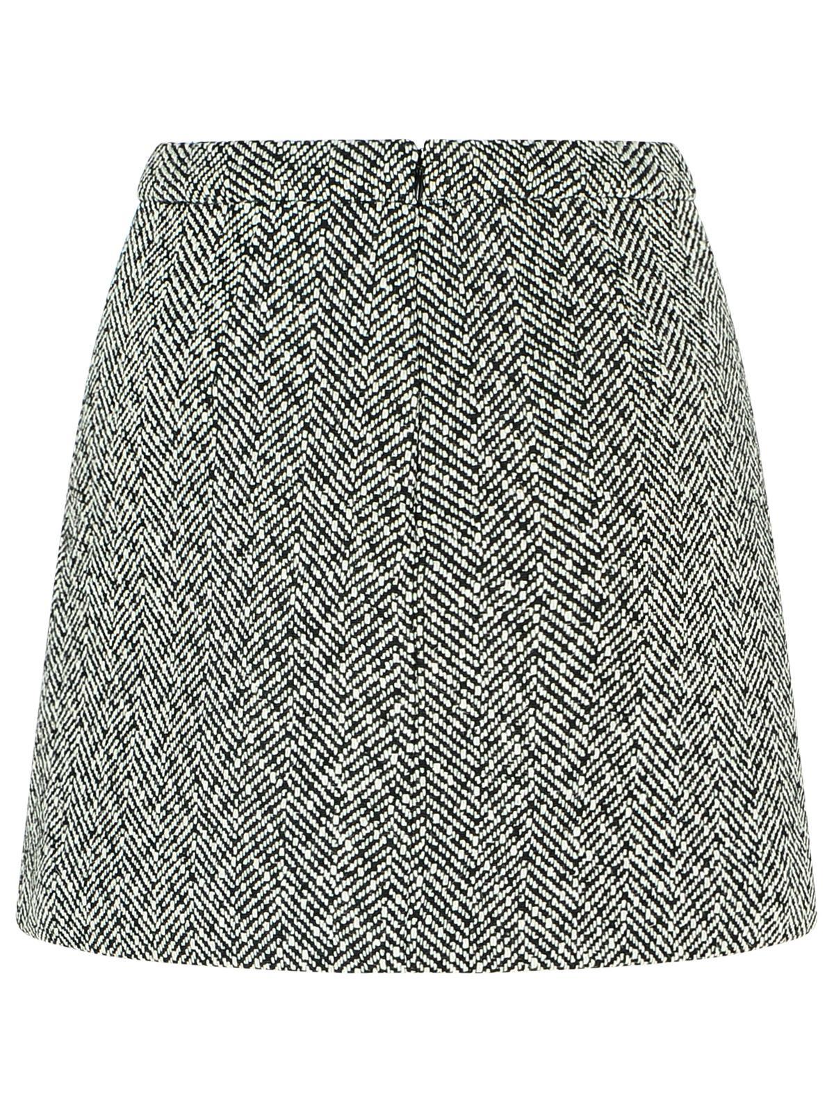 Self Portrait Herringbone Polyester Blend Skirt in Grey Lyst UK