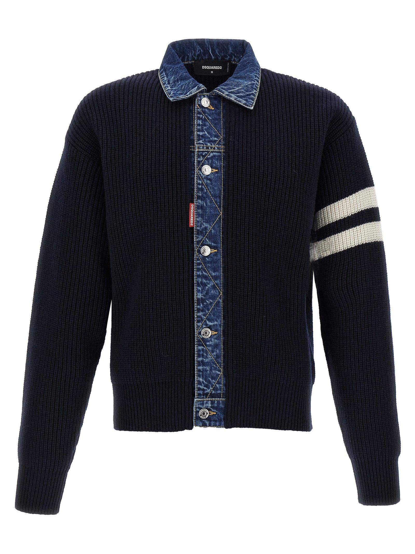 DSquared² Denim Mix' Cardigan in Blue for Men | Lyst