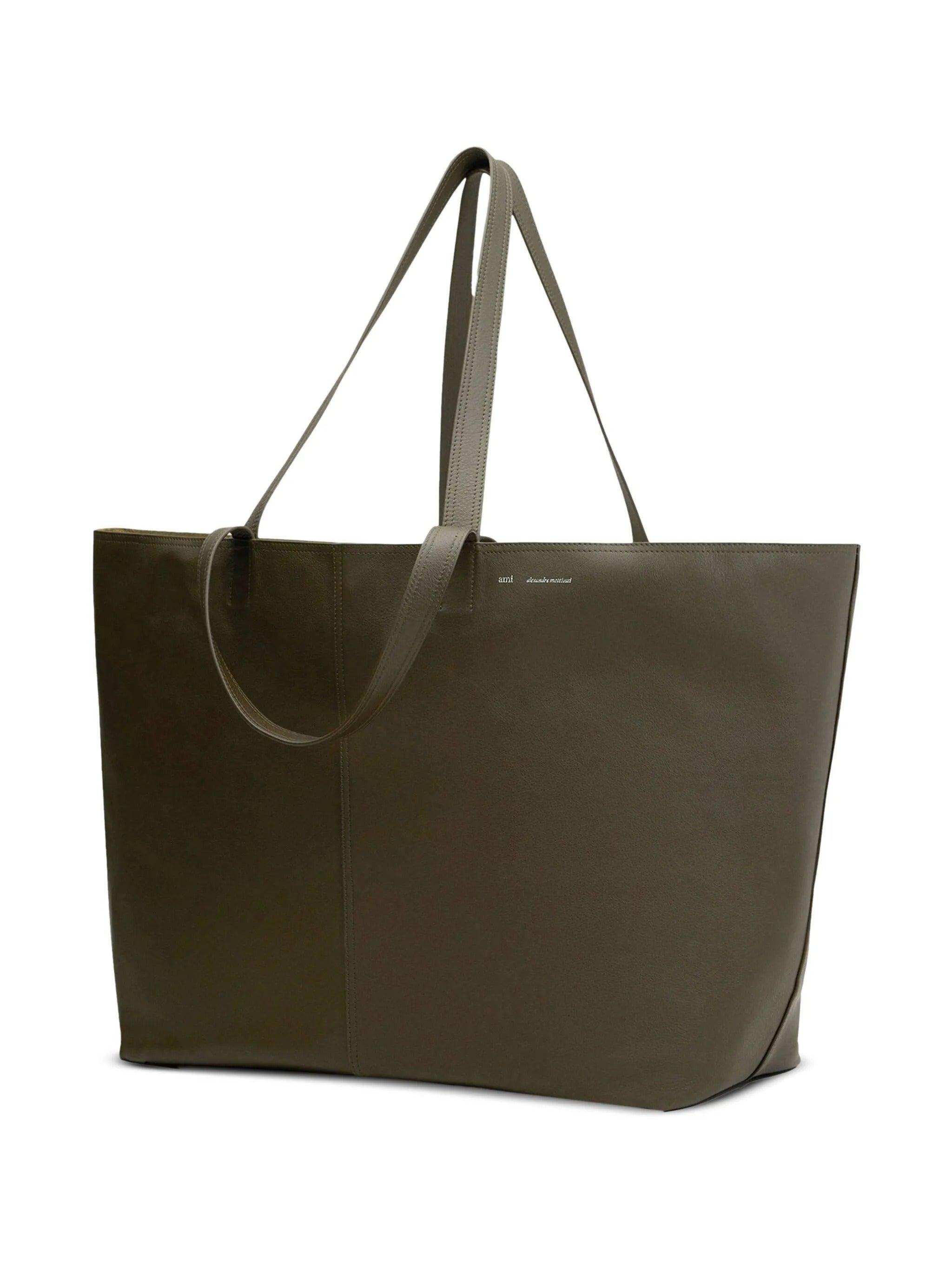 AMI Paris ブラック ミディ レザー トートバッグ ブラック レザー ミディ トートバッグ ブラック | AMI PARIS