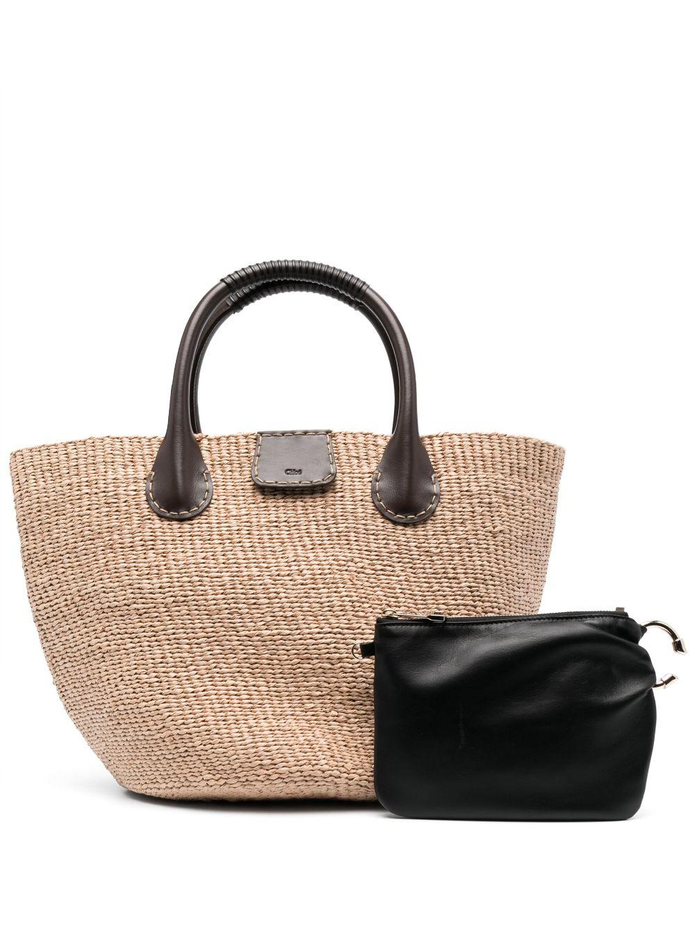 【送料&関税込】Raffia Large Palma ChloAC X Eres Shopping Ba CHLOE X ERES Palma Raffia Shopping Bag in Black | Lyst