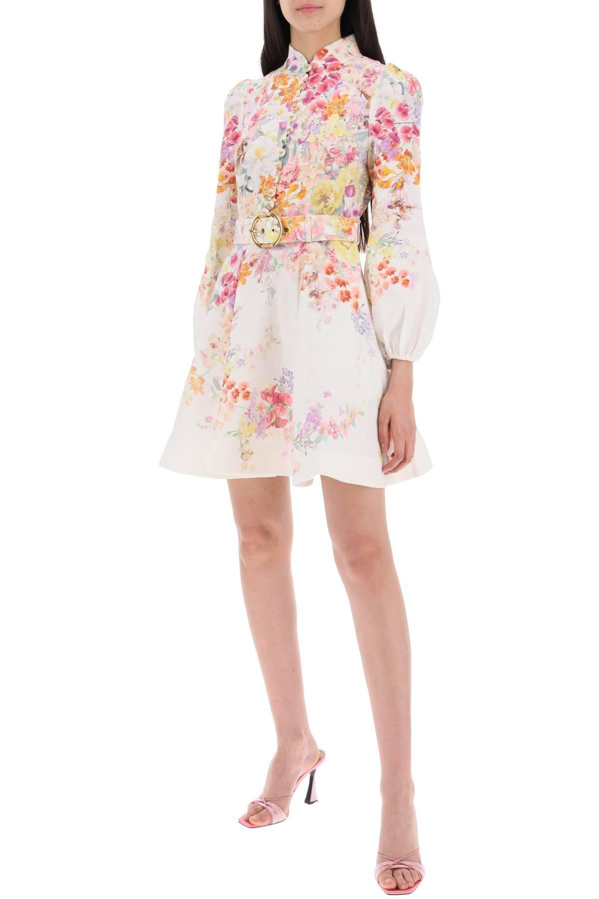 Zimmermann Natura Linen Mini Dress in Pink | Lyst