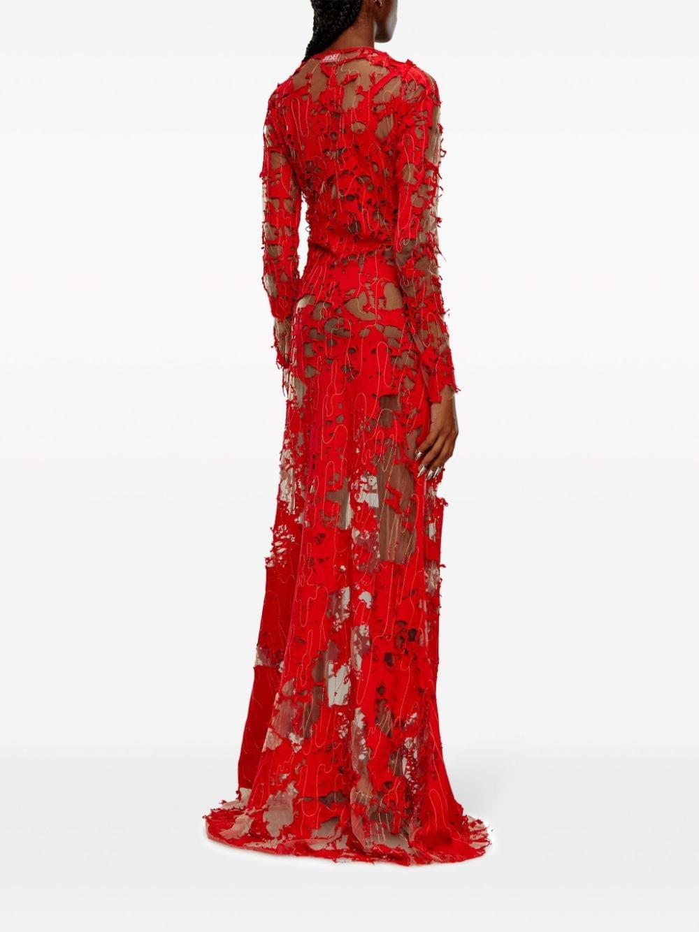 DIESEL Long Devor Dress In Tulle And Jersey in Red | Lyst