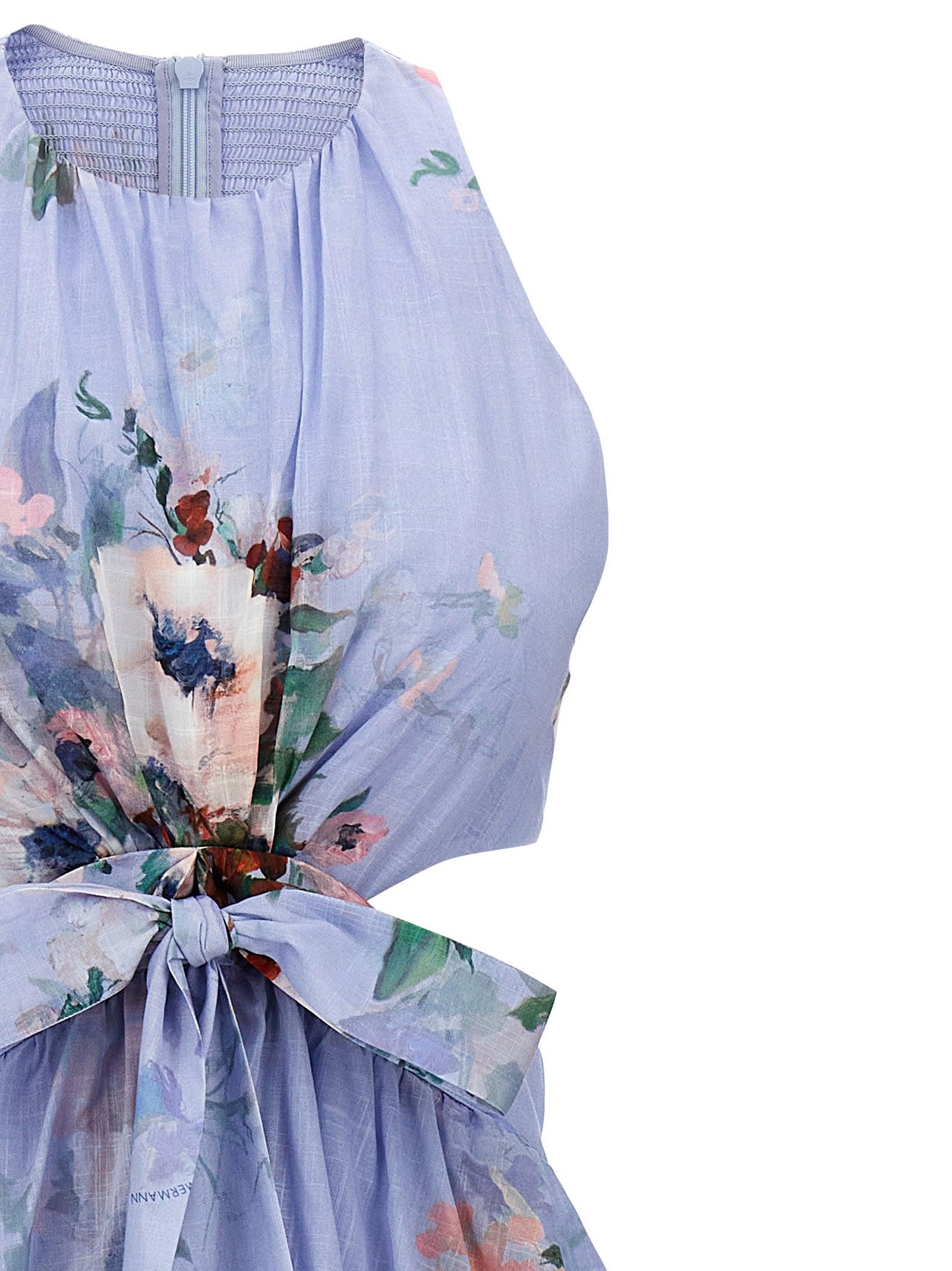 【Zimmermann】EVERLEY DRAPED BOW MIDI DRESS リボン ミディ Everley Draped Bow Midi Dress Light Blue Watercolour Floral