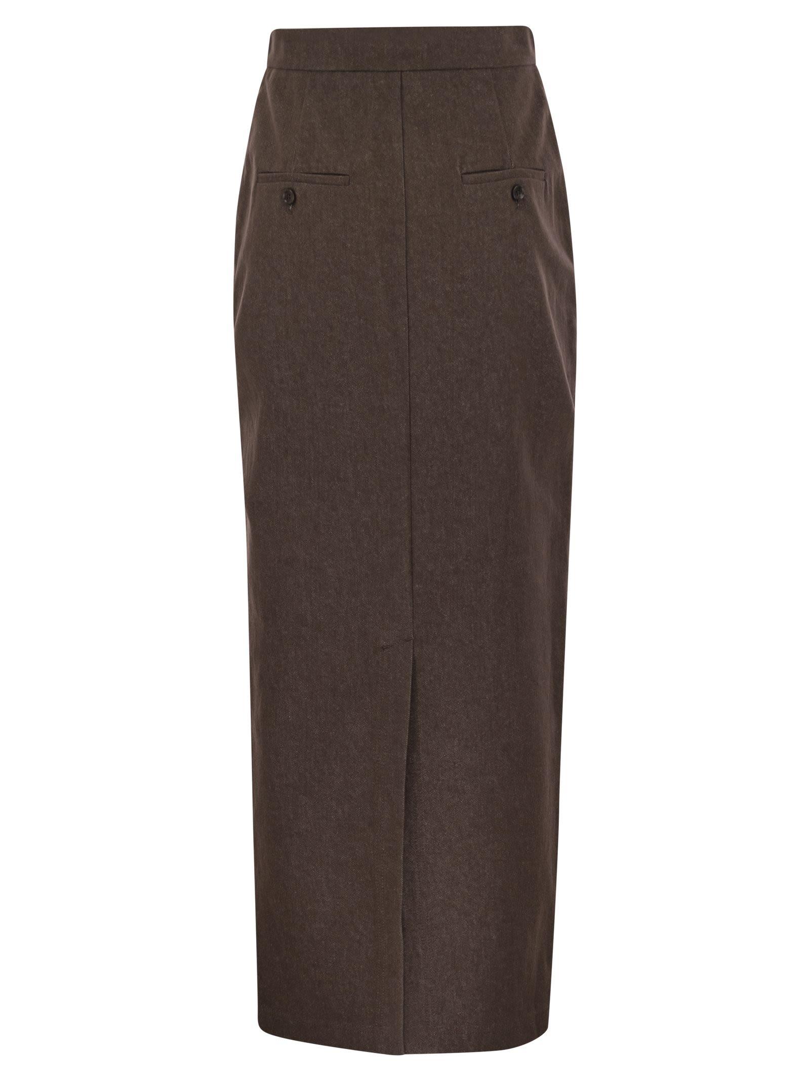 スカート Max Mara PIANOSA SKIRT IN DENIM COTTON Max Mara Pianosa Denim Effect Cotton Skirt in Brown | Lyst