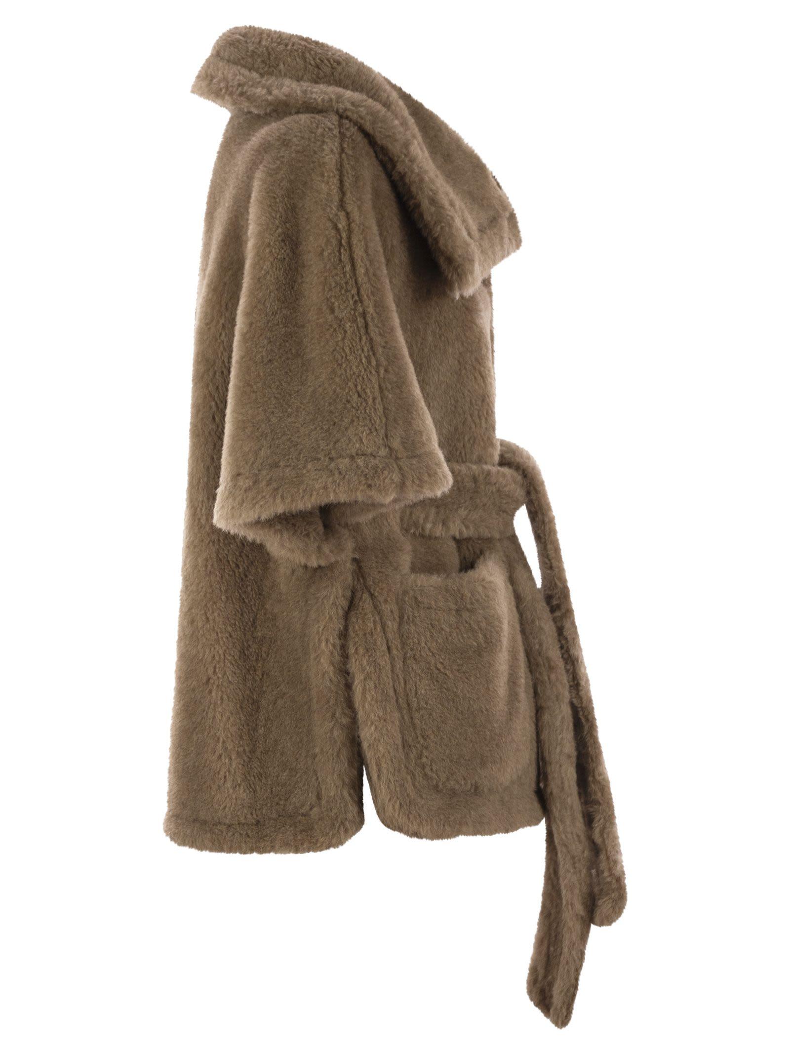 コート Max Mara AMATO - Teddy fabric hood with belt Max Mara Amato Teddy Fabric Hood With Belt in Brown | Lyst