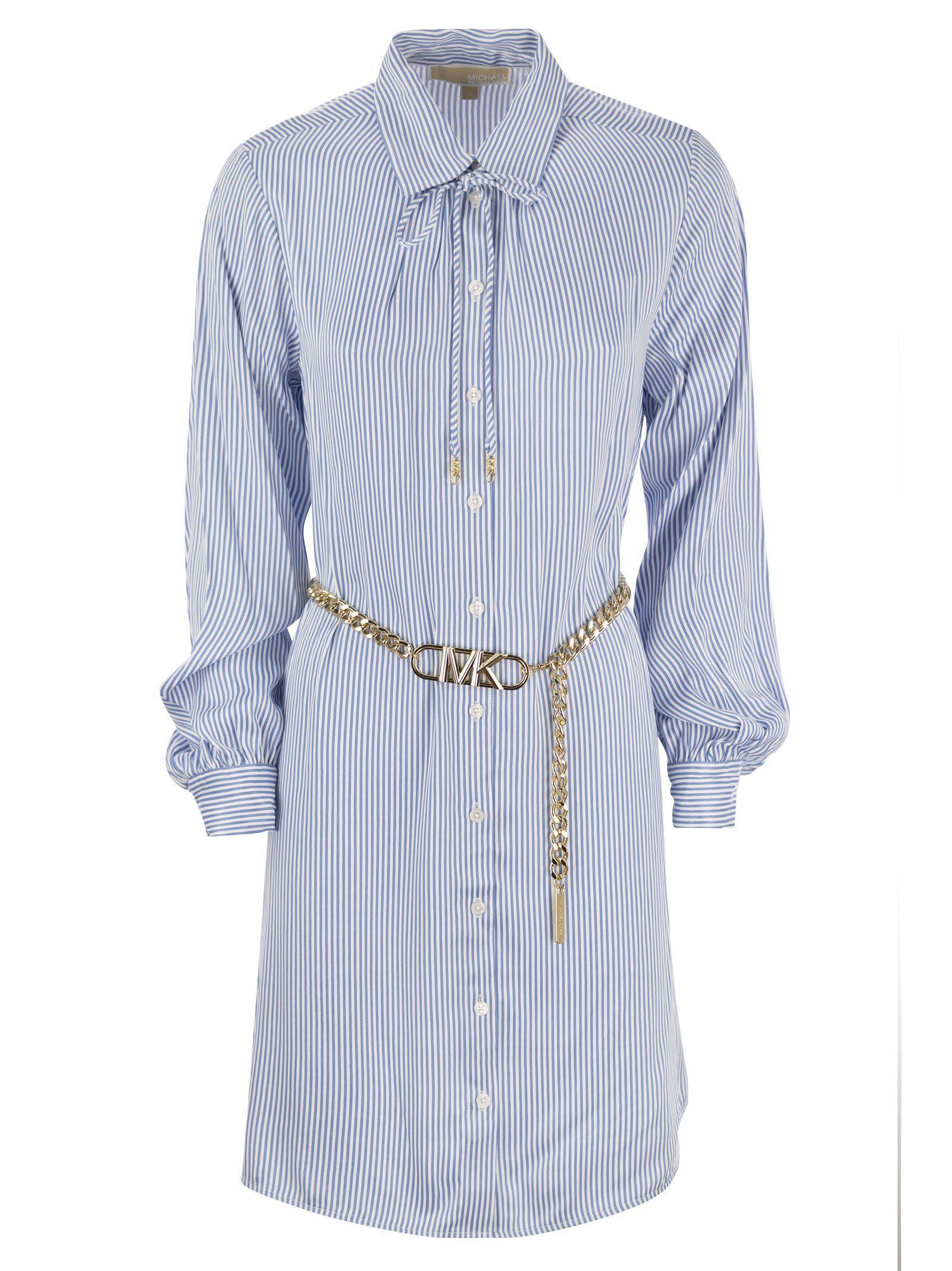 michael kors belted shirt dress Michael Kors Collection Striped Belted Shirt Dress | White