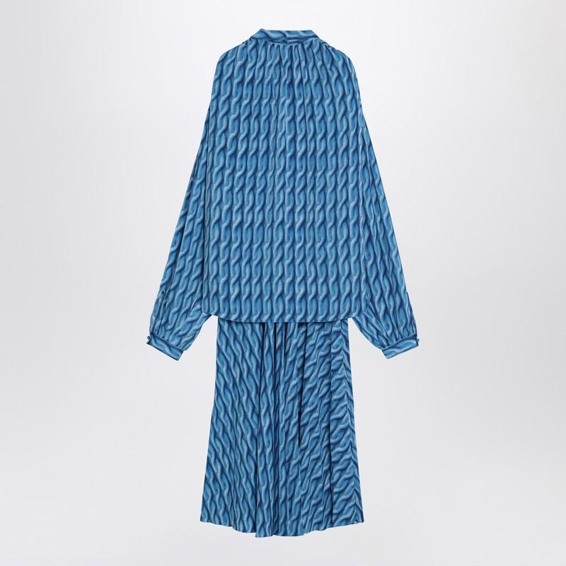 ワンピース Balenciaga Midi Dress With Bow And Blue Print Pussy-bow printed crepe de chine midi shirt dress BALENCIAGA