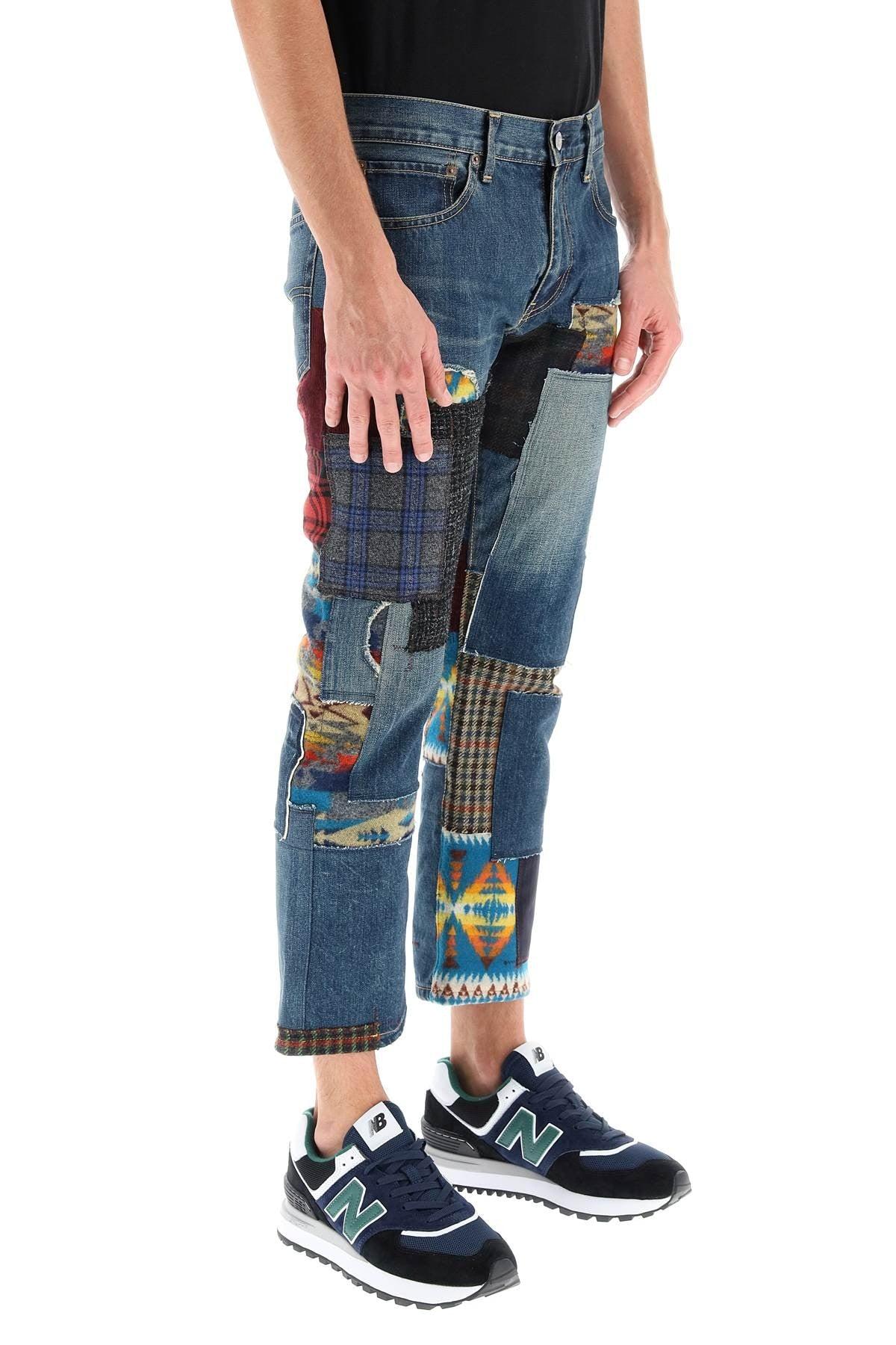 Junya Watanabe Levi's Cropped Patchwork Jeans Blue Denim for Men | Lyst