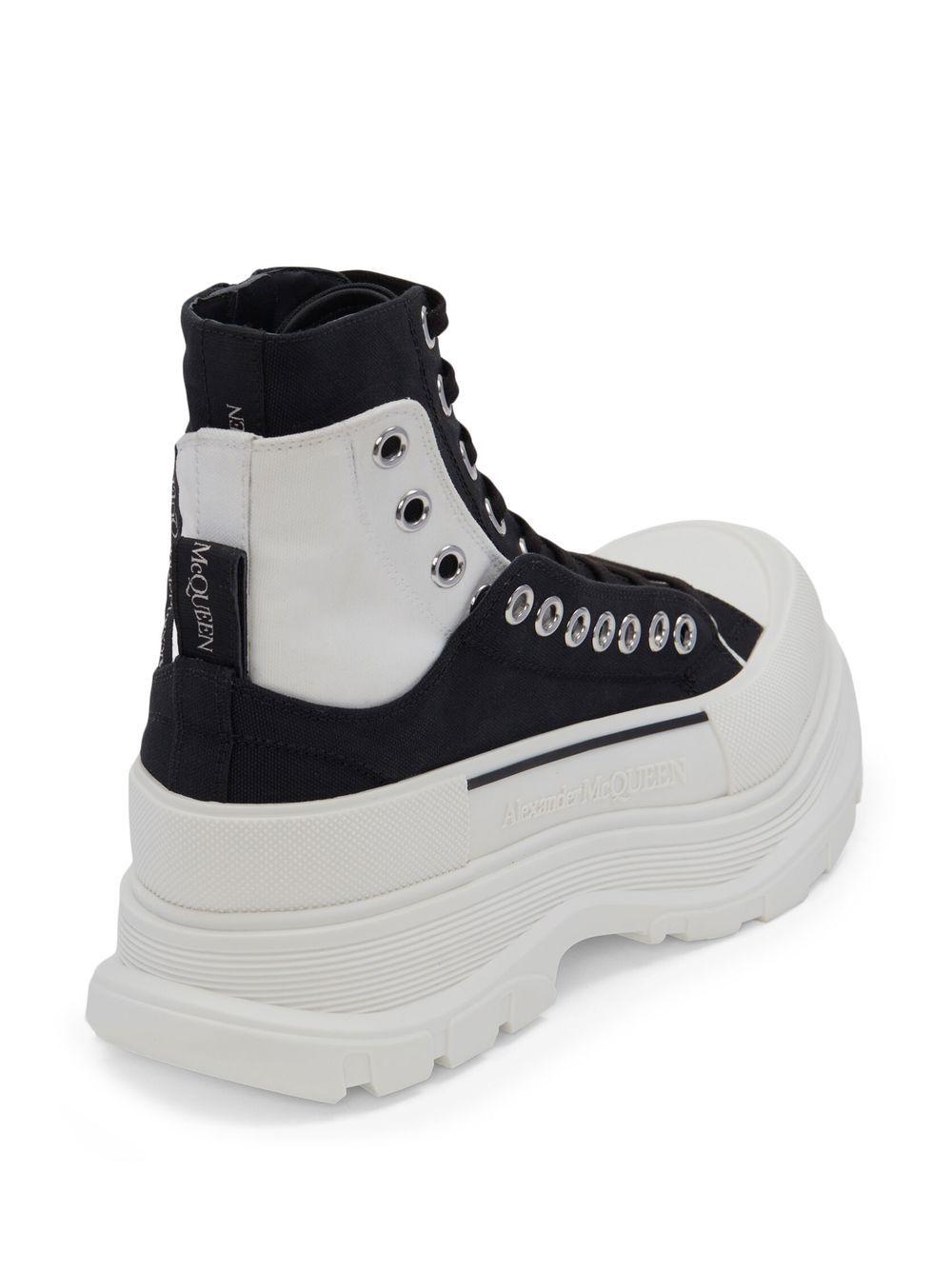 Bottes Alexander McQueen Tread Slick - Cuir Noir Et Blanc - Taille EU 45 (US 12) - Neuf Avec Boîte