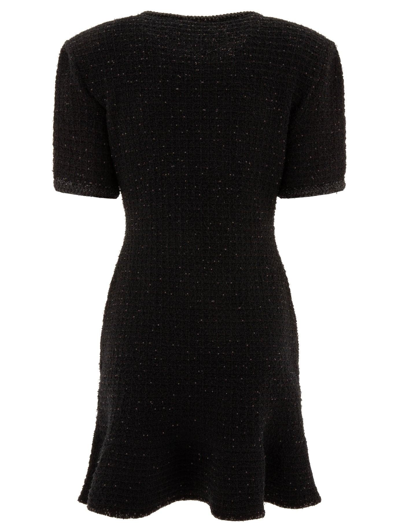 Self-Portrait Knit Dress With Buttons in Black | Lyst Self-Portrait Knit Dress With Buttons in Black | Lyst