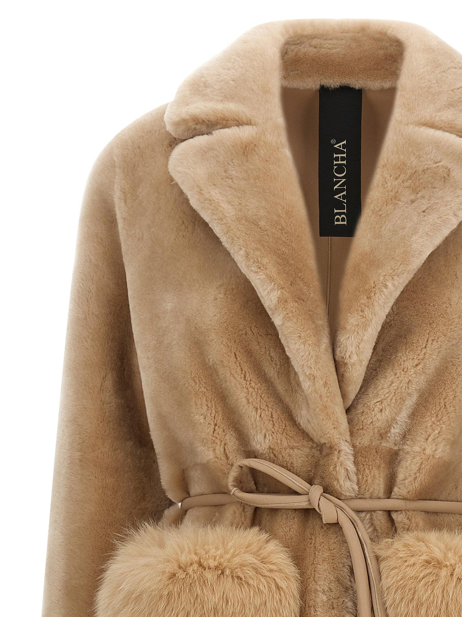 コート BLANCHA Light astrakhan merino shearling coat blancha light `astrakhan` merino shearling trench coat