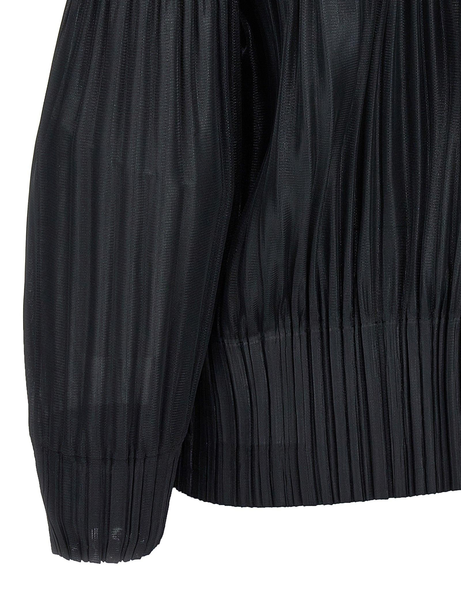Pleats Please Issey Miyake 'Fluffy Basics' Hooded Jacket in Black