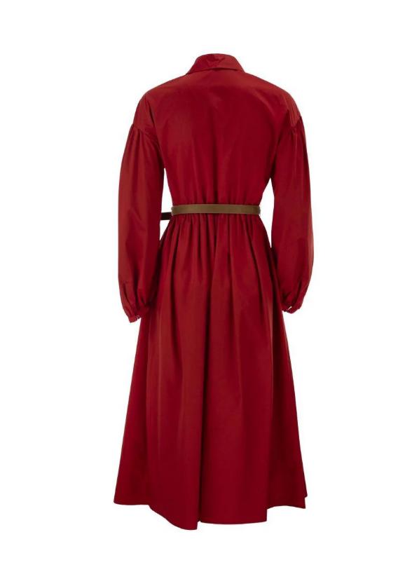 strapless open back dress Max Mara Studio Mammola Red Long draped cady dress  Think Bubbles