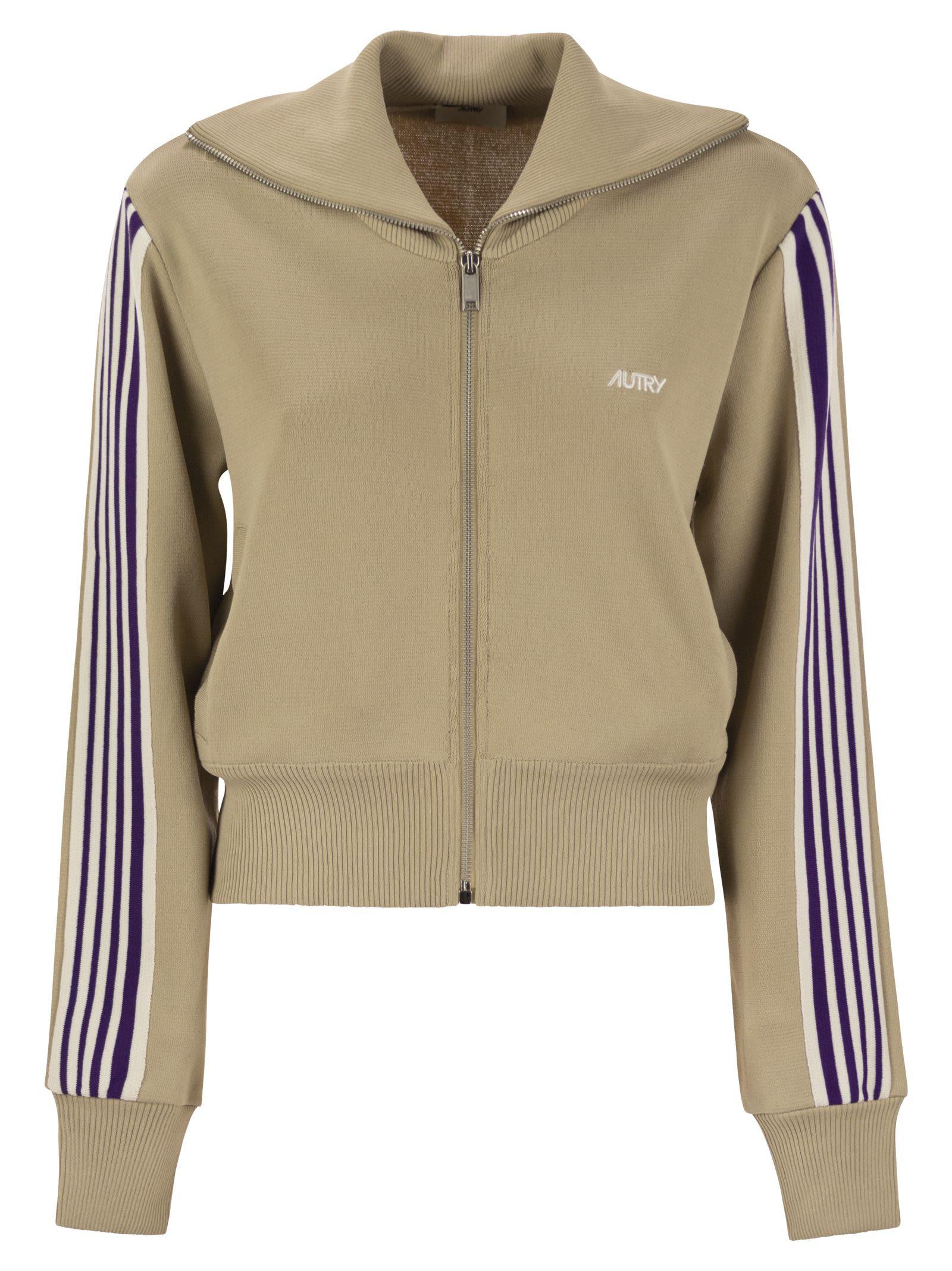 Autry Knitted Tennis Style Zip Sweatshirt in Green for Men